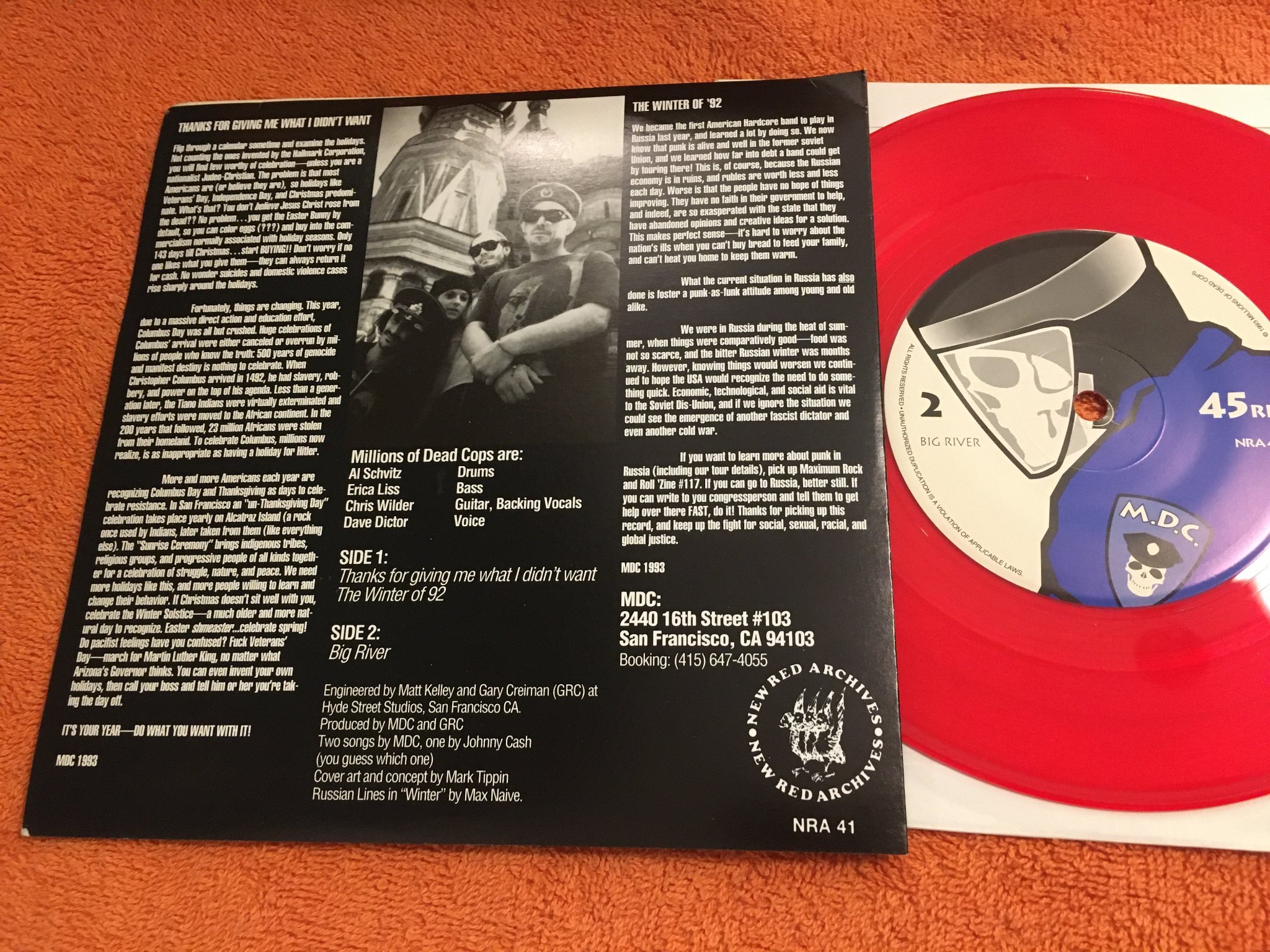Omslagsbild för skivan MDC Thanks For Giving Me What I Didn't Want 7” -93 US NEW RED ARCHIVES NRA 41