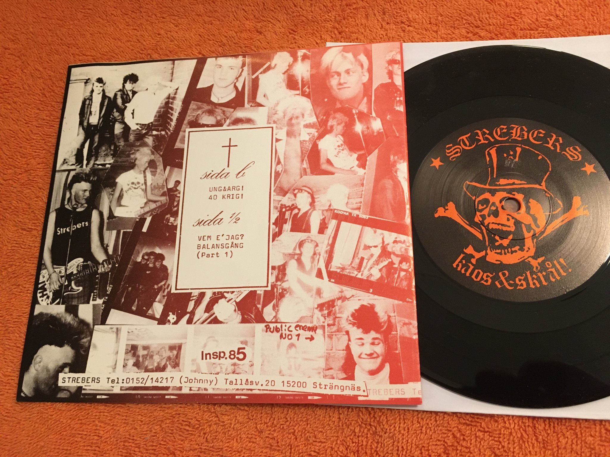 Omslagsbild för skivan STREBERS ung & arg! 7” KAOS & SKRÅL STREB 001  rare!