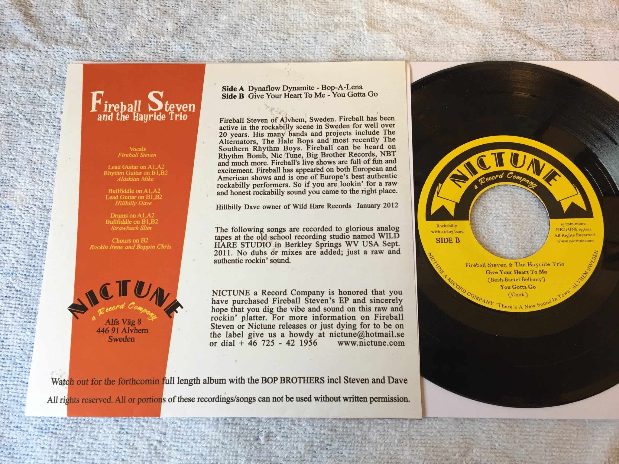 Omslagsbild för skivan FIREBALL STEVEN dynaflow dynamite 7"ep NICTUNE signed