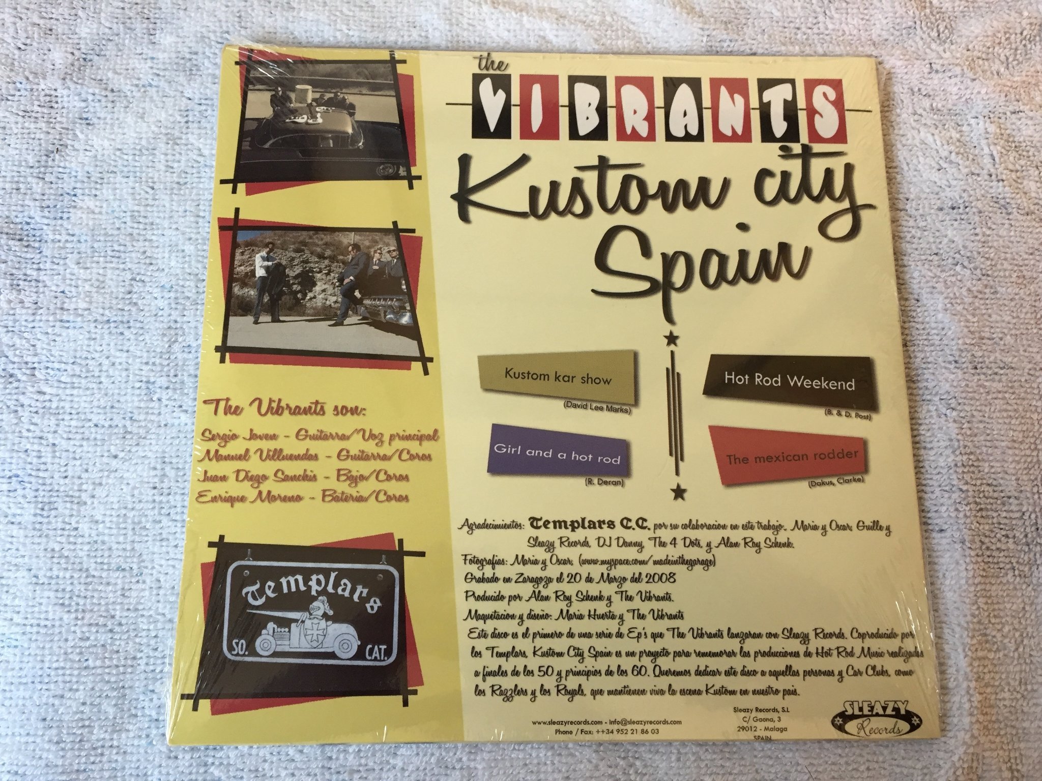 Omslagsbild för skivan THE VIBRANTS kustom city Spain  7"ep SLEAZY SR07 oöppnad