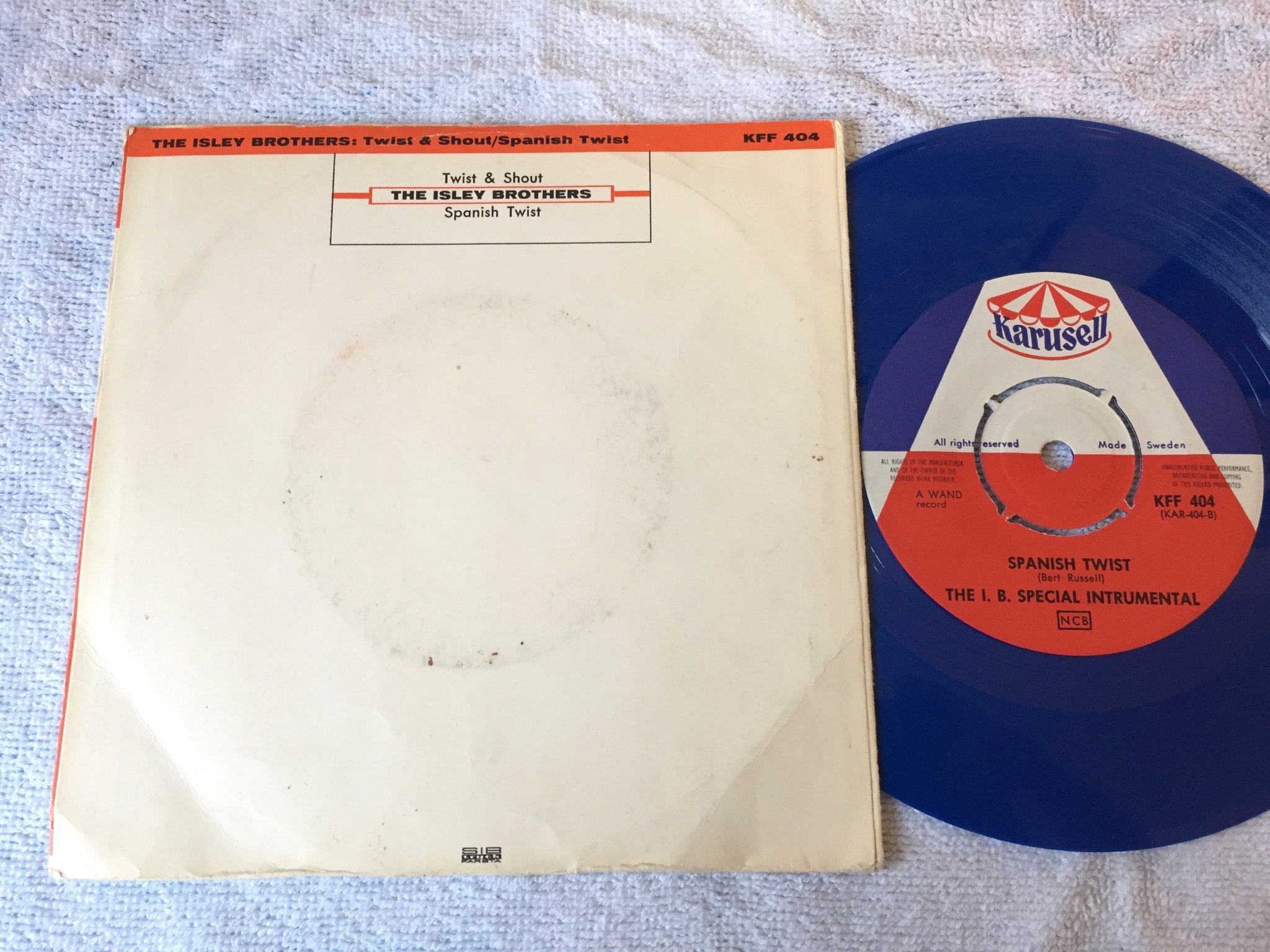 Omslagsbild för skivan ISLEY BROTHERS twist & shout 7" Swe KARUSELL KFF 404 blue vinyl RARE !
