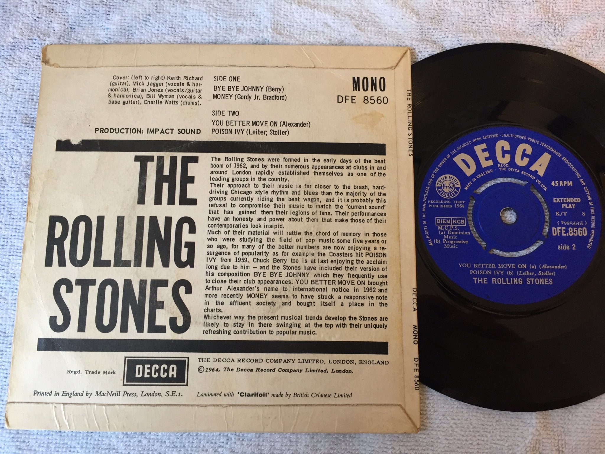 Omslagsbild för skivan THE ROLLING STONES you better move on 7"ep UK FECCA DFE 8560