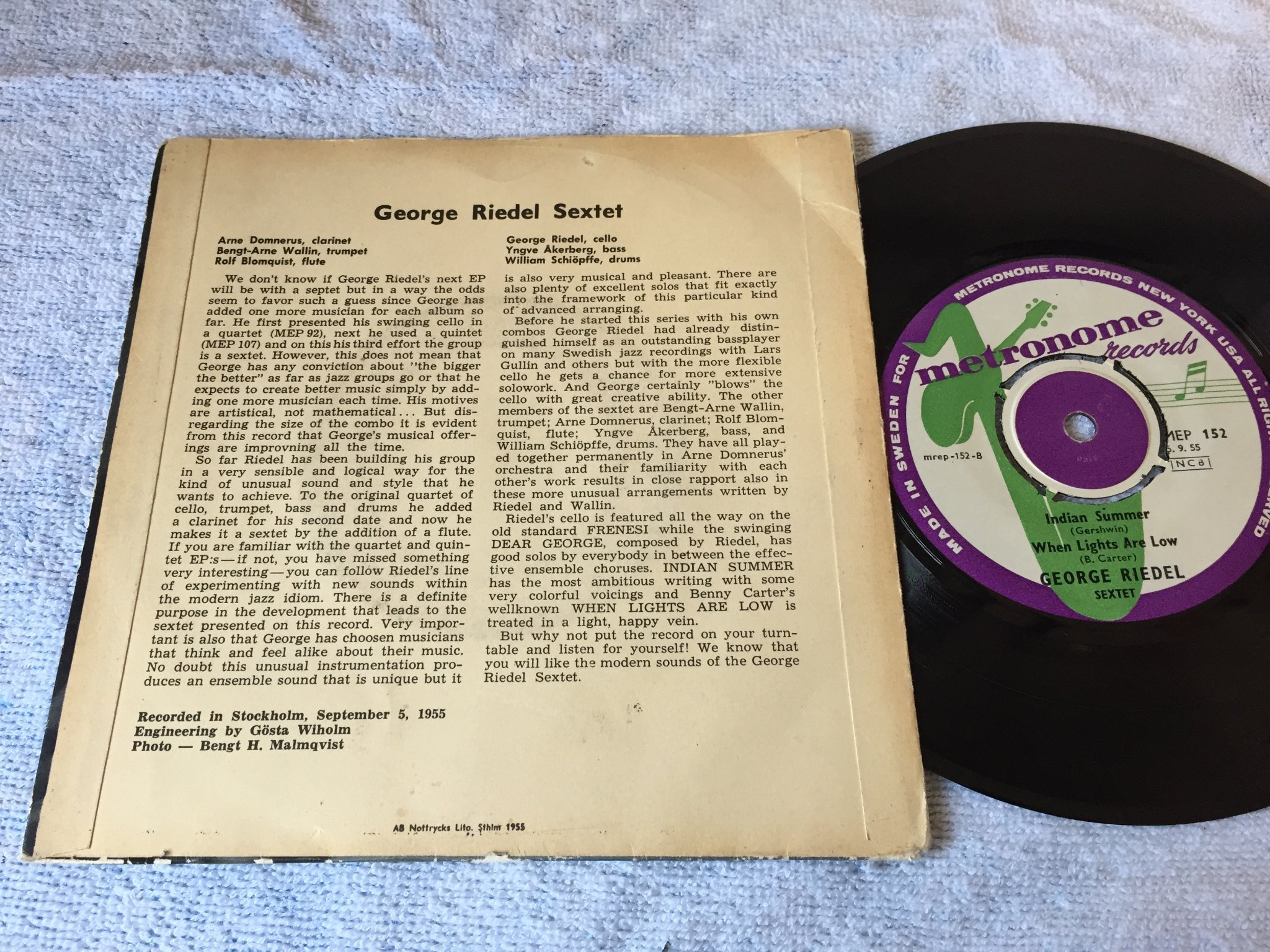 Omslagsbild för skivan GEORGE RIEDEL frenesi  7"ep Swe METRONOME MEP 152