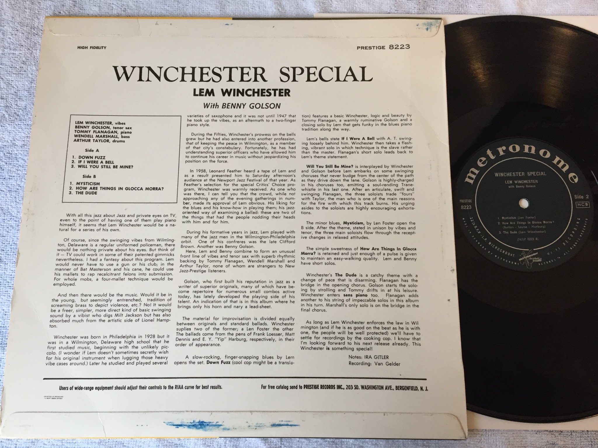 Omslagsbild för skivan LEM WINCHESTER Whinchester special LP -59 Denmark METRONOME PRESTIGE 8223