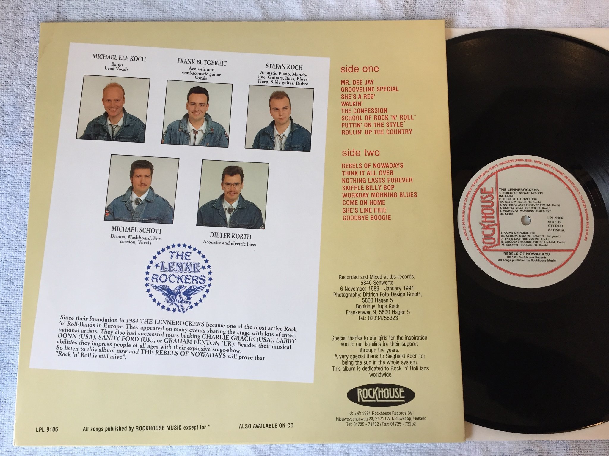 Omslagsbild för skivan THE LENNEROCKERS rebels of nowadays LP -91 ROCKHOUSE LPL 9106