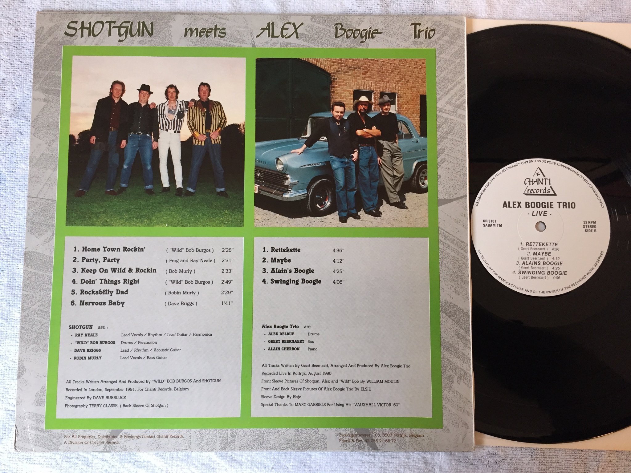 Omslagsbild för skivan SHOTGUN meets ALEX BOOGIE TRIO LP CHANTI CR 9101