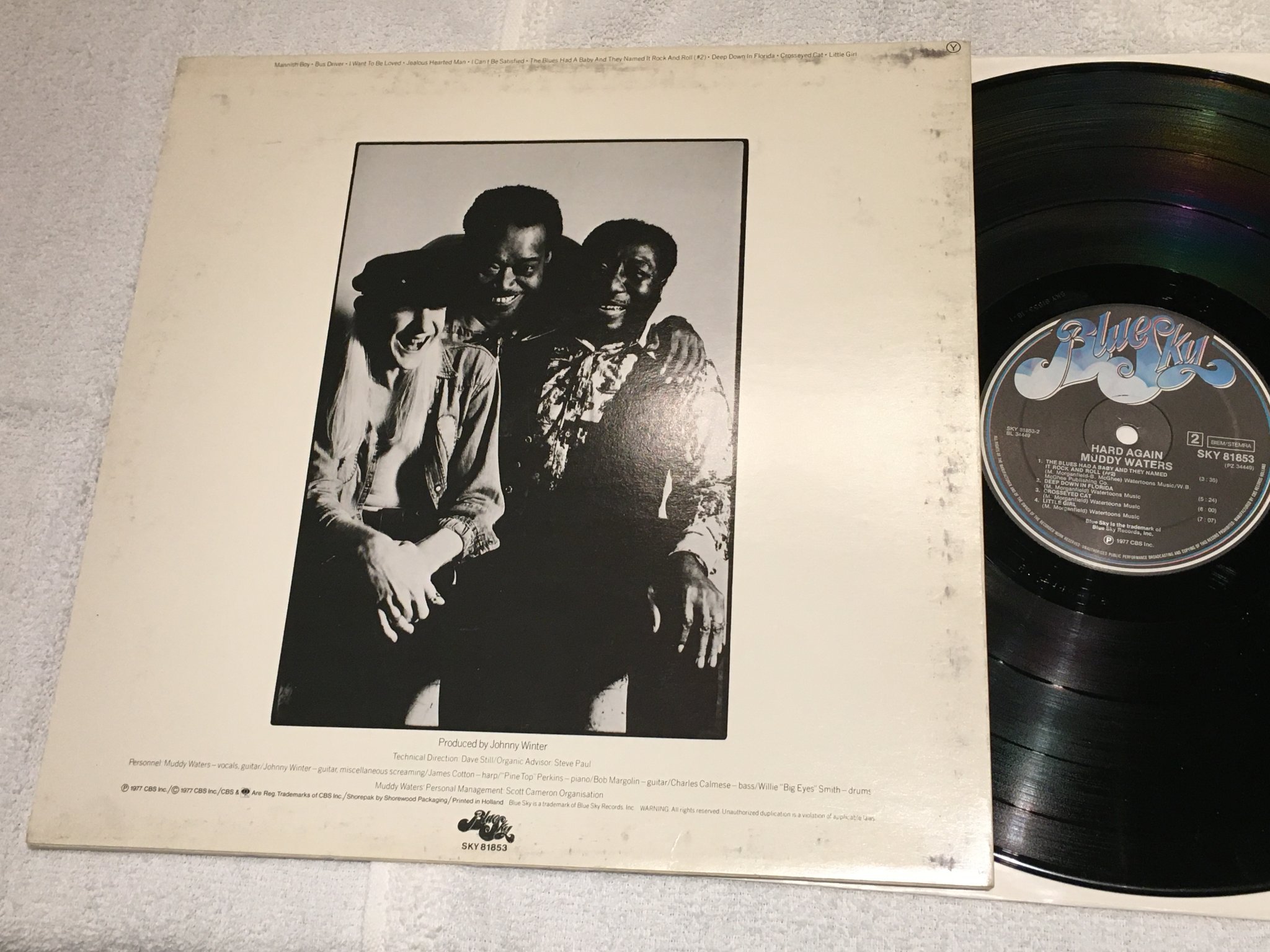 Omslagsbild för skivan MUDDY WATERS hard again LP -77 BLUE SKY 81853