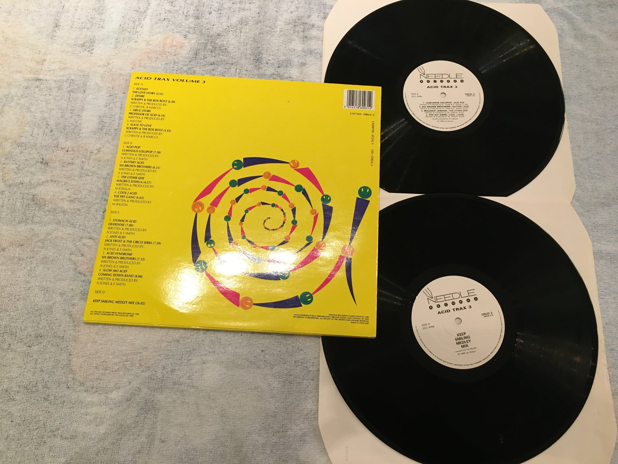 Omslagsbild för skivan V/A - ACID TRAX 3  2xLP -88 UK NEEDLE DRUG 3