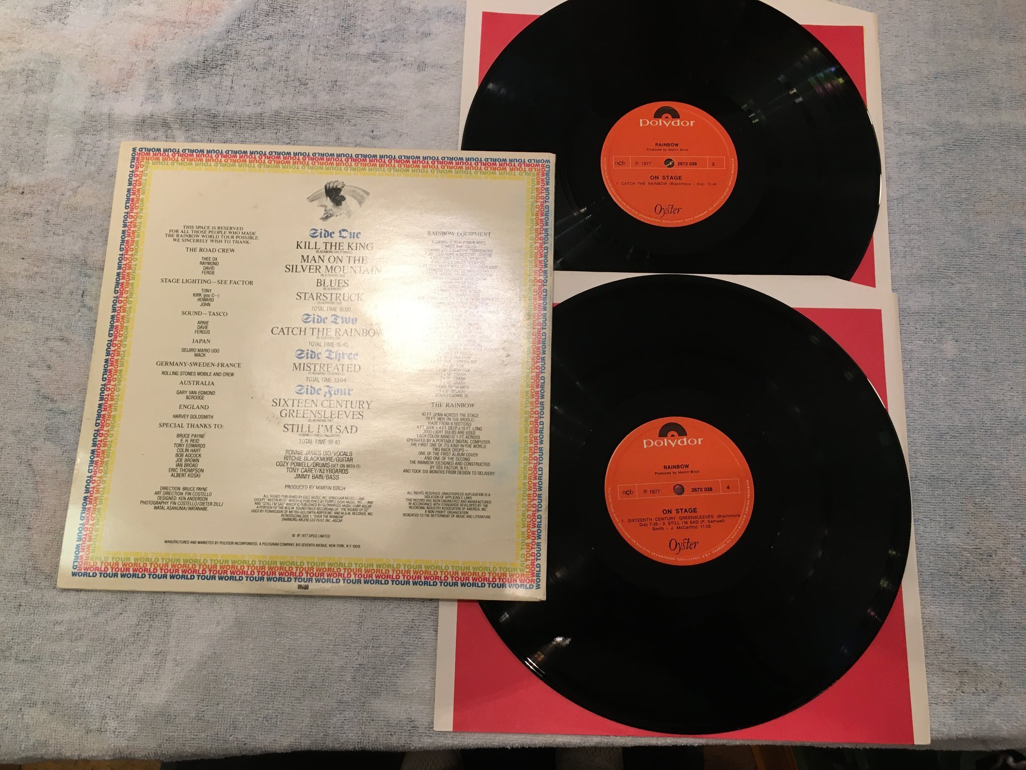 Omslagsbild för skivan RAINBOW on stage 2xLP -77 OYSTER 2672 038