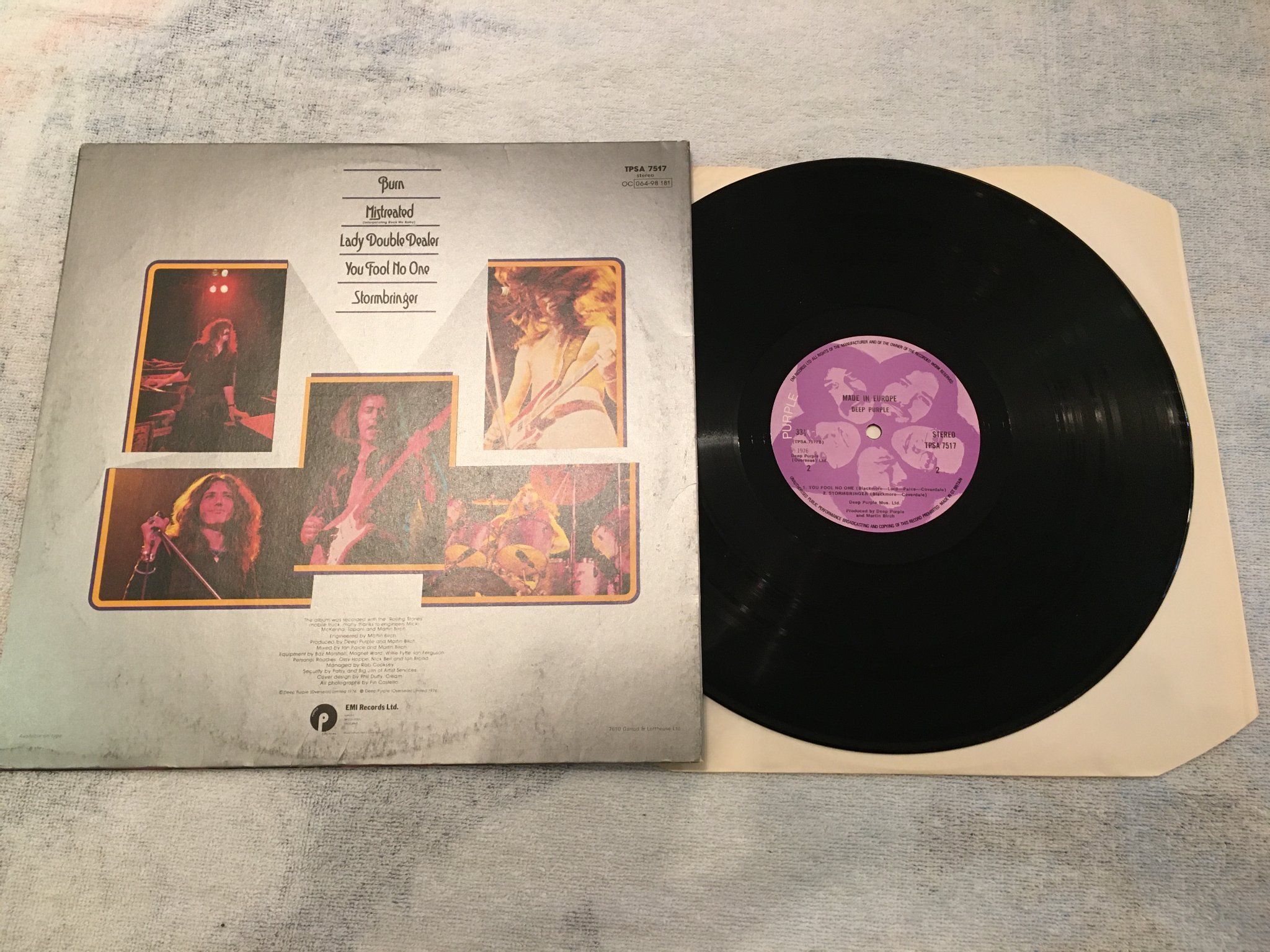Omslagsbild för skivan DEEP PURPLE made in Europe LP -76 UK PURPLE TPSA 7517