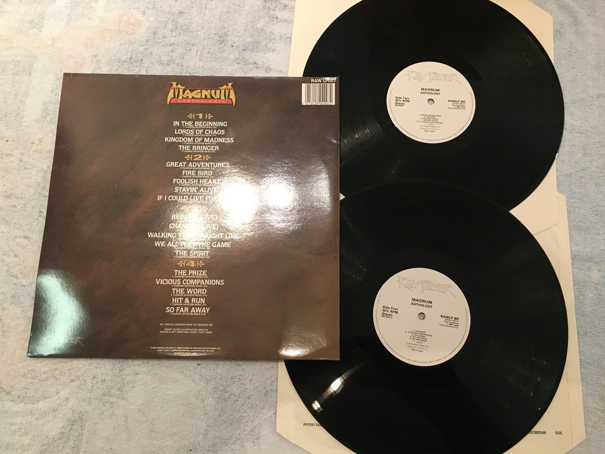 Omslagsbild för skivan MAGNUM anthology 2xLP -86 UK RAW POWER RAW LP007