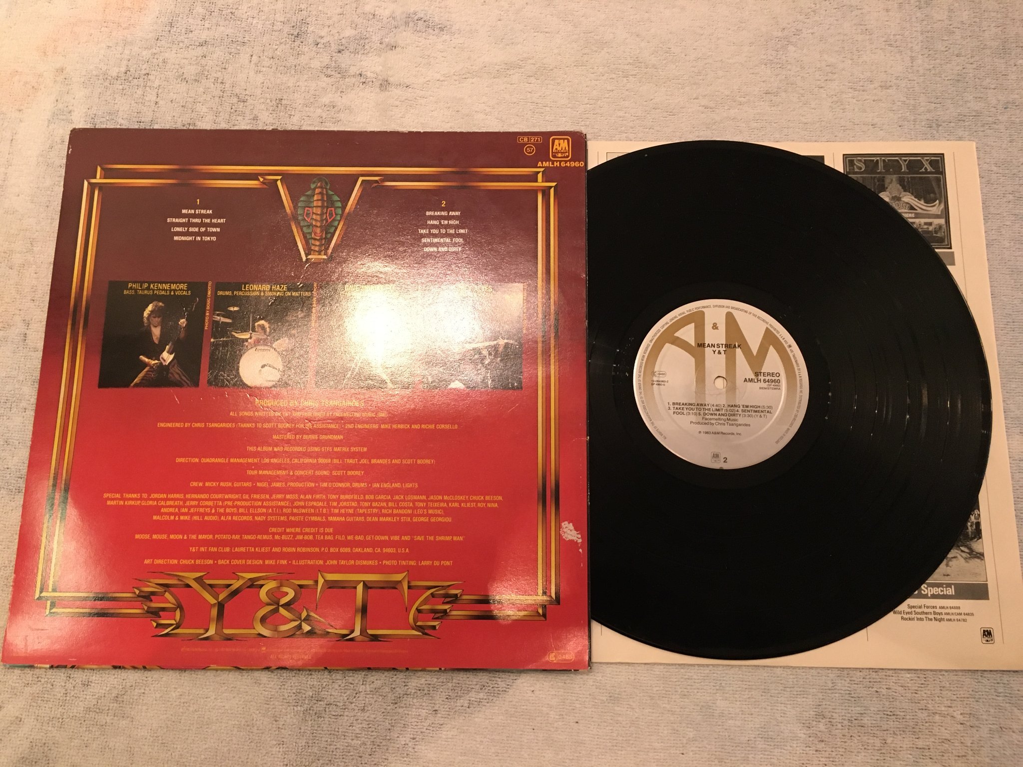 Omslagsbild för skivan Y&T Mean Streak LP -83 A&M amlh 64960