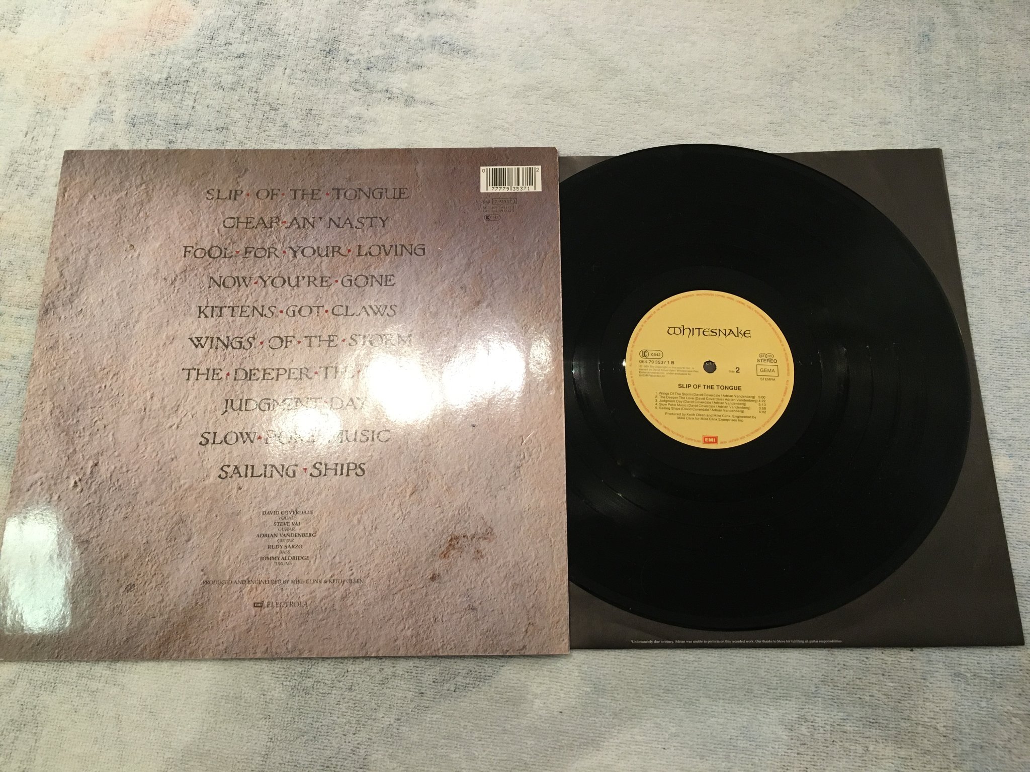 Omslagsbild för skivan WHITESNAKE Slip Of The Tongue LP -89 EMI 064-7 93537 1