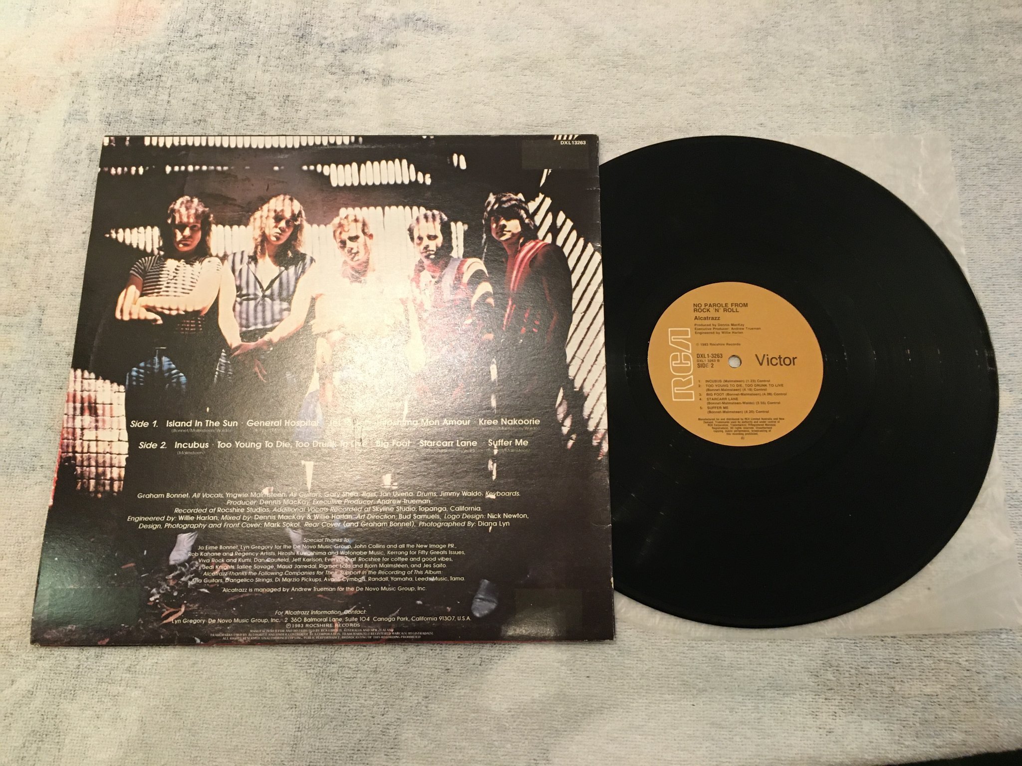 Omslagsbild för skivan ALCATRAZZ No Parole From Rock 'N' Roll LP -83 Australia RCA DXL1 3263