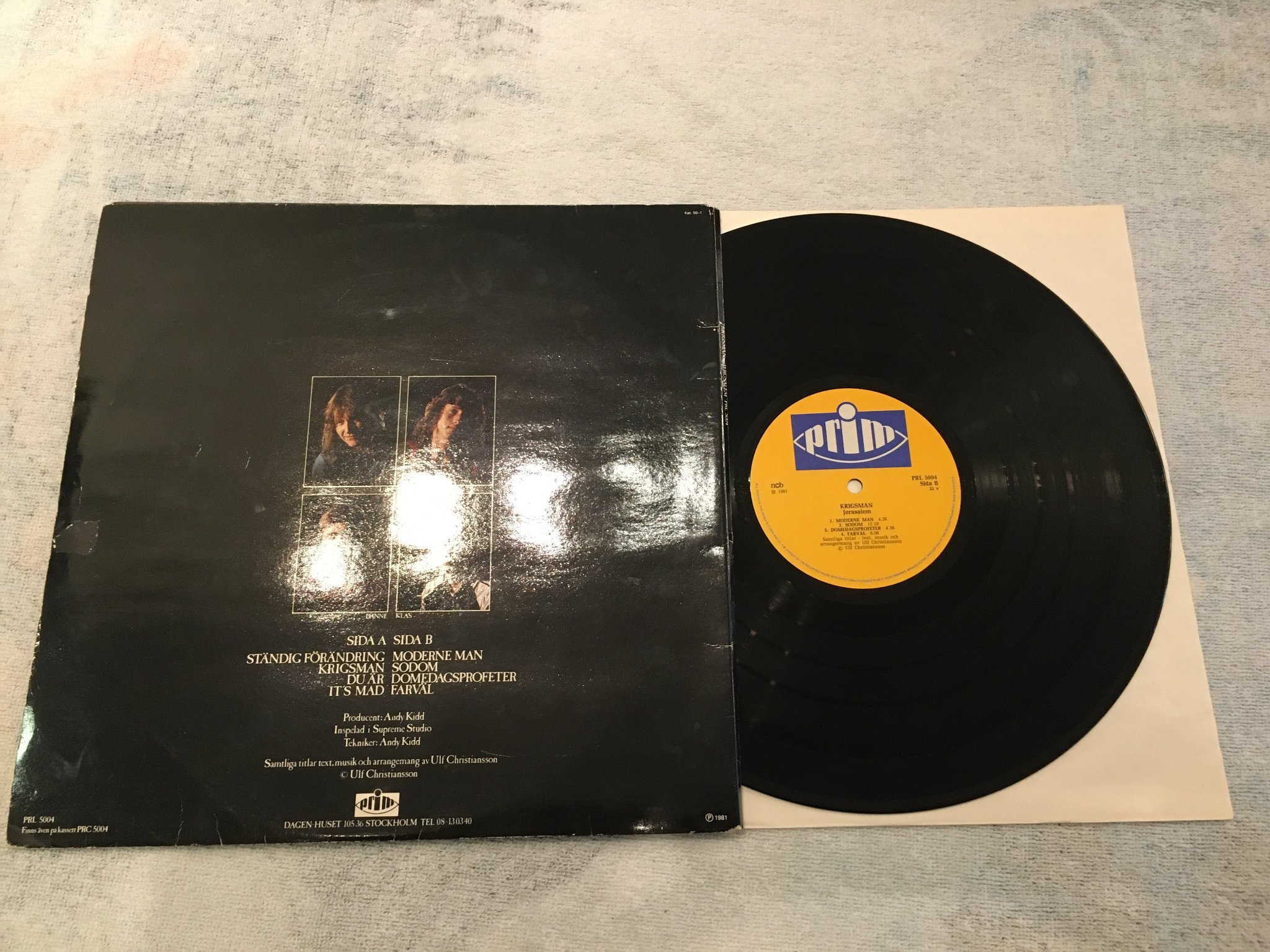 Omslagsbild för skivan JERUSALEM Krigsman LP -81 Swe PRIM PRL 5004