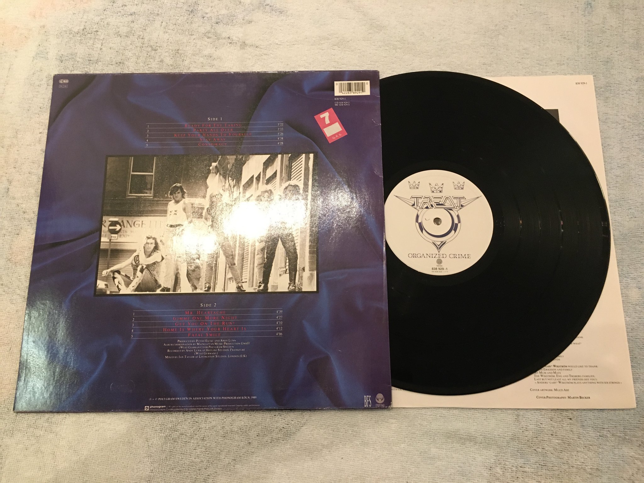 Omslagsbild för skivan TREAT Organized Crime LP -89 Ger VERTIGO 838929-1