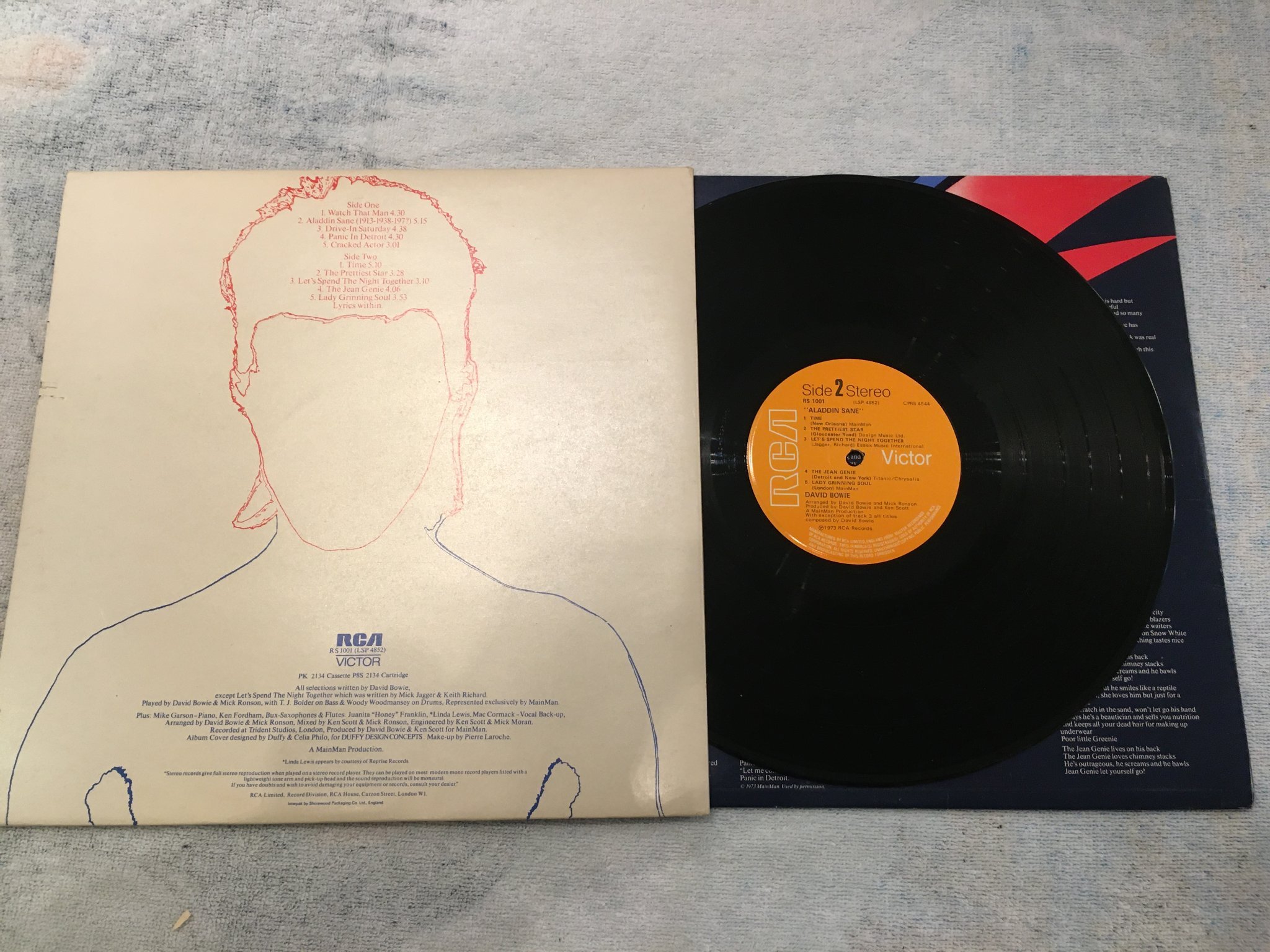 Omslagsbild för skivan DAVID BOWIE aladdin sane LP -73 UK RCA RS 1001 
