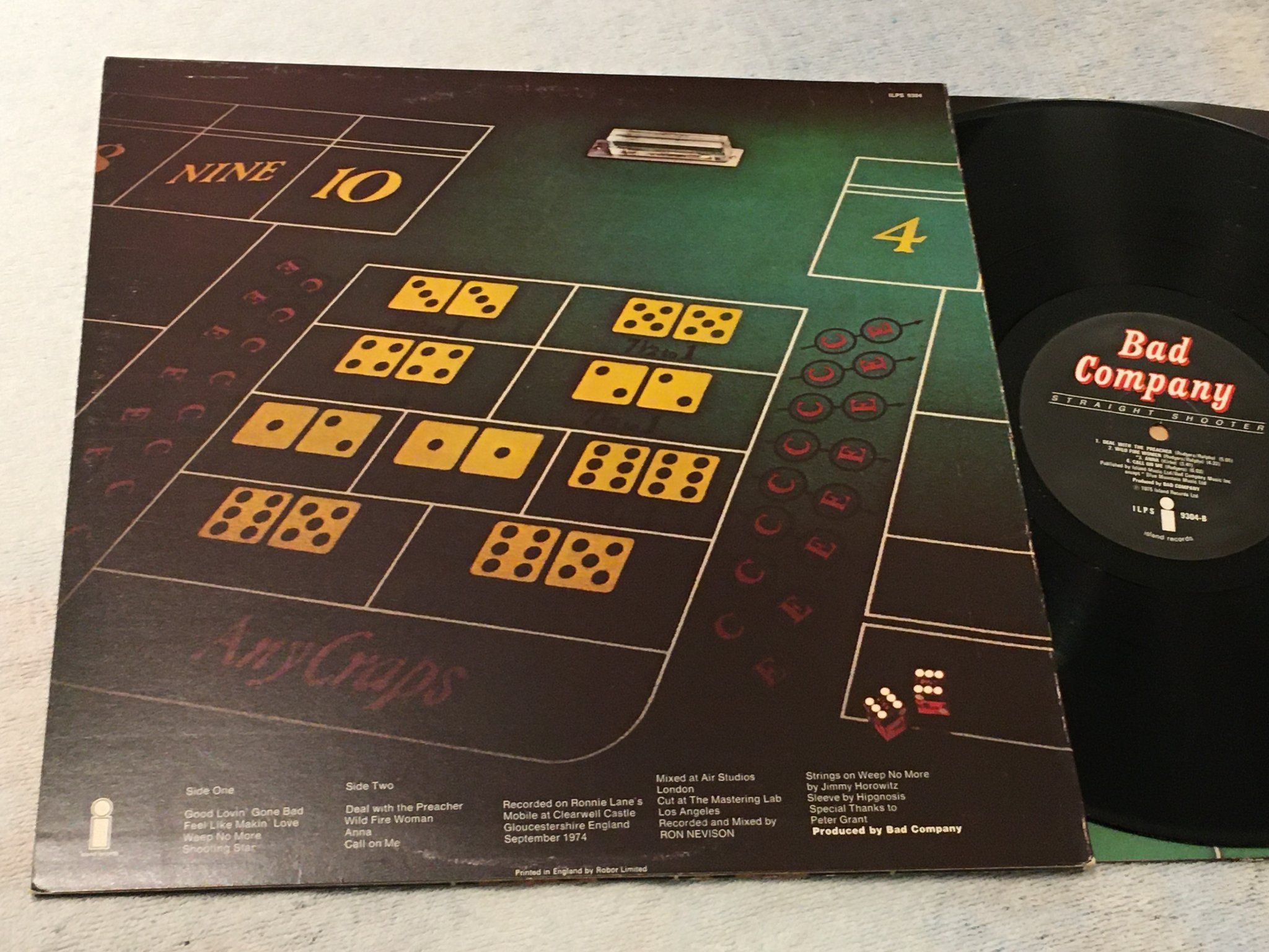 Omslagsbild för skivan BAD COMPANY straight shooter LP -75 US SWAN SONG SS 8413