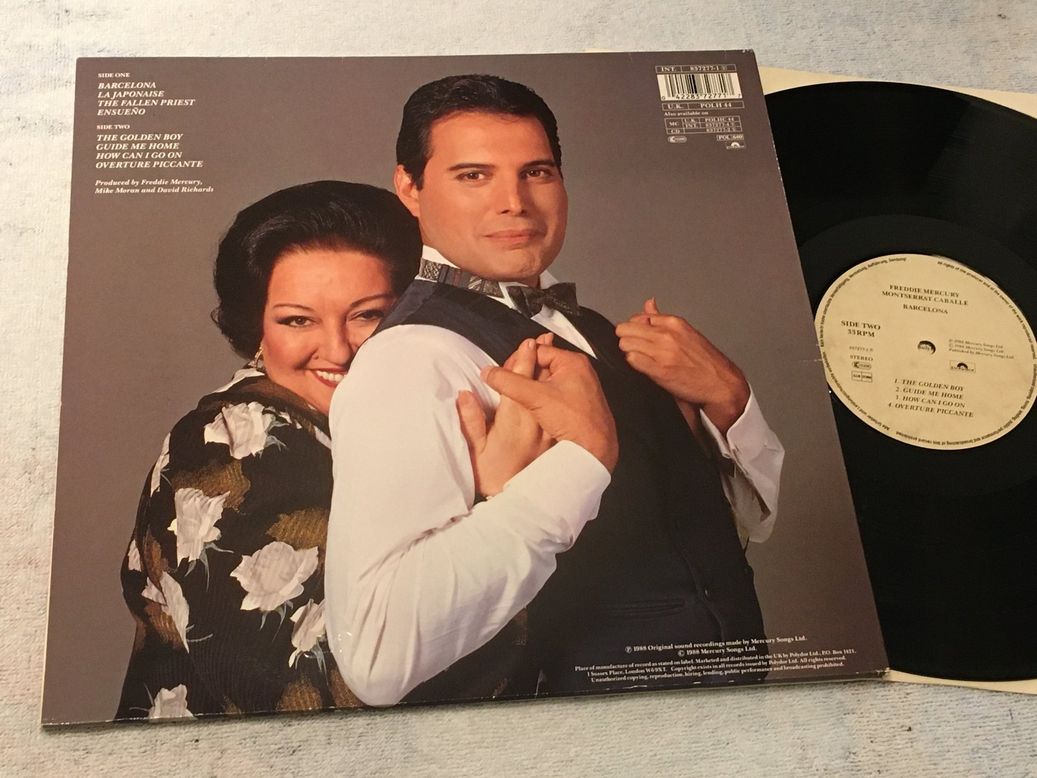 Omslagsbild för skivan FREDDIE MERCURY & MONTSERRAT CABALLÉ Barcelona LP -88 POLYDOR 837277-1