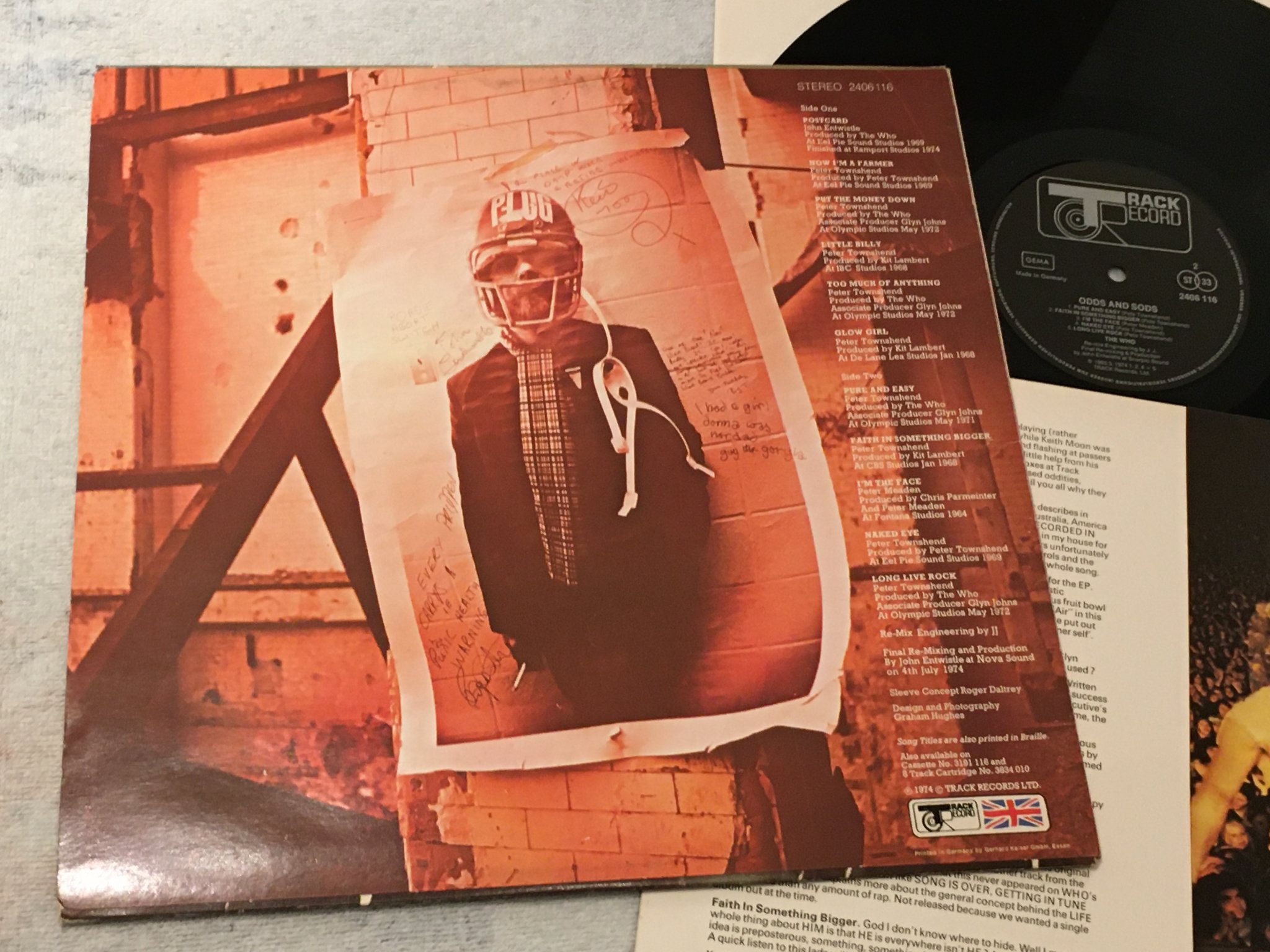 Omslagsbild för skivan THE WHO odds & sods LP -74 Ger TRACK RECORD 2406 116