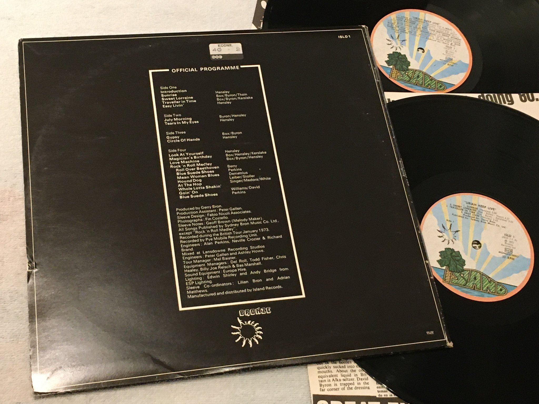 Omslagsbild för skivan URIAH HEEP live 2xLP -73 ISLAND ISLD 1 