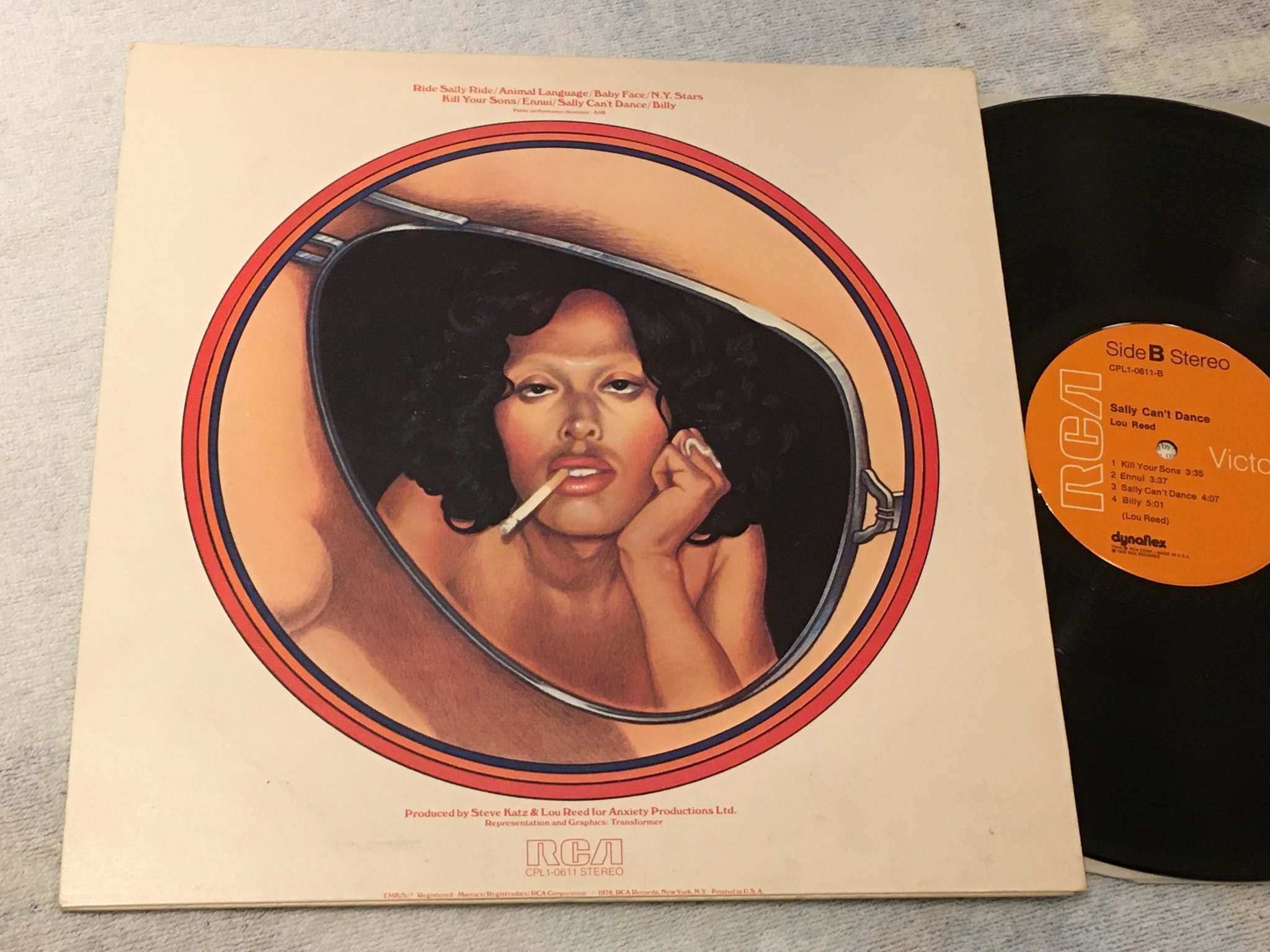 Omslagsbild för skivan LOU REED Sally can’t dance LP -74 RCA CPL1-0611