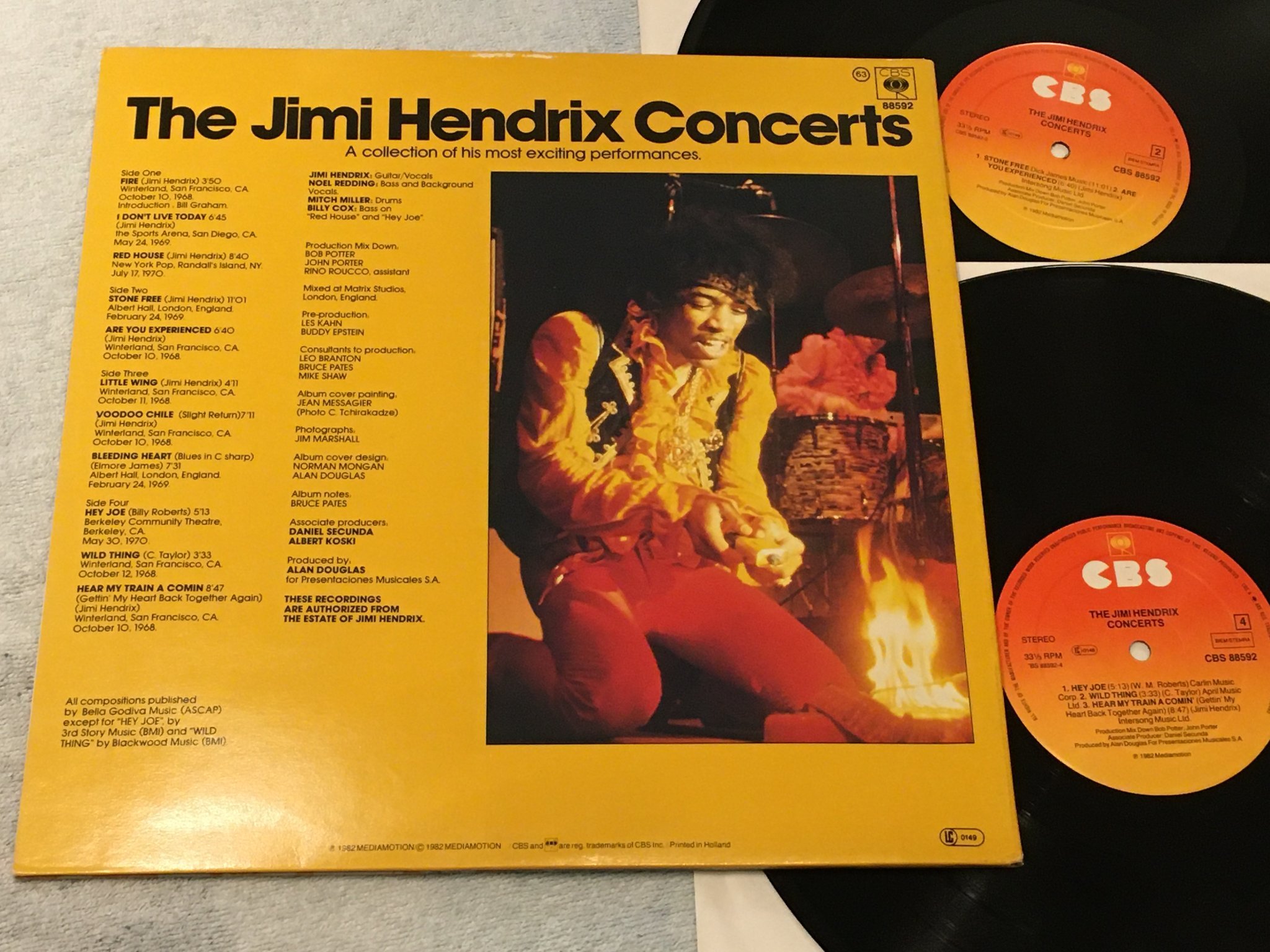 Omslagsbild för skivan JIMI HENDRIX concerts 2xLP -82 CBS 88592 