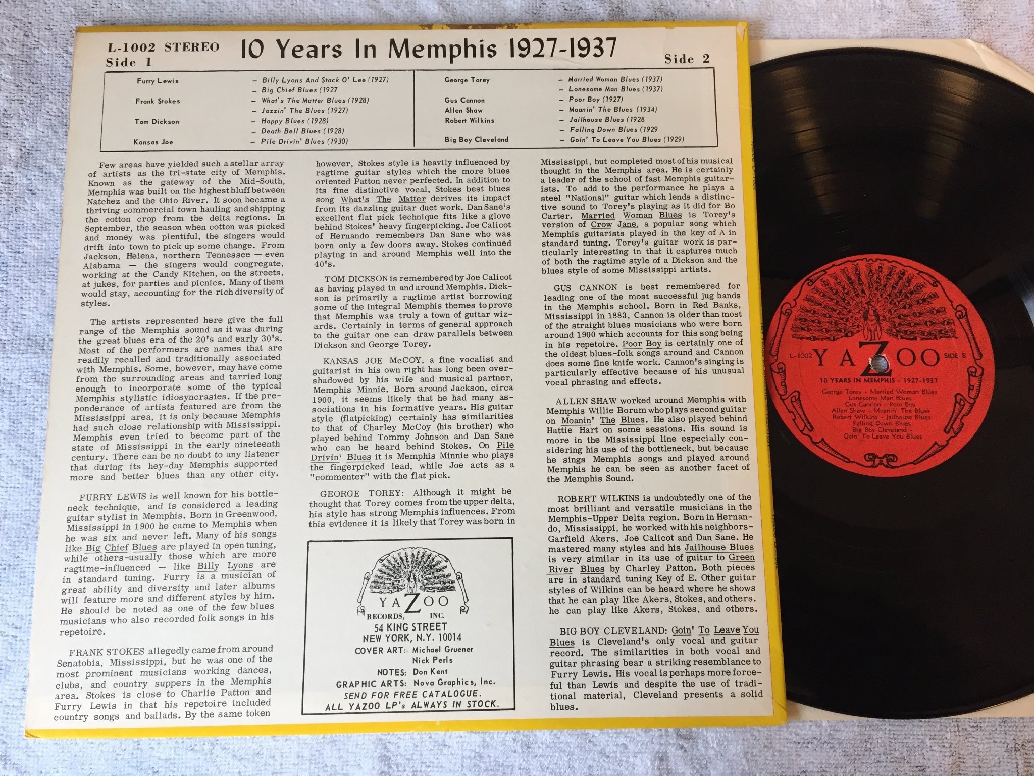 Omslagsbild för skivan V/A ten years in Memphis 1927-1937 LP US YAZOO L-1002