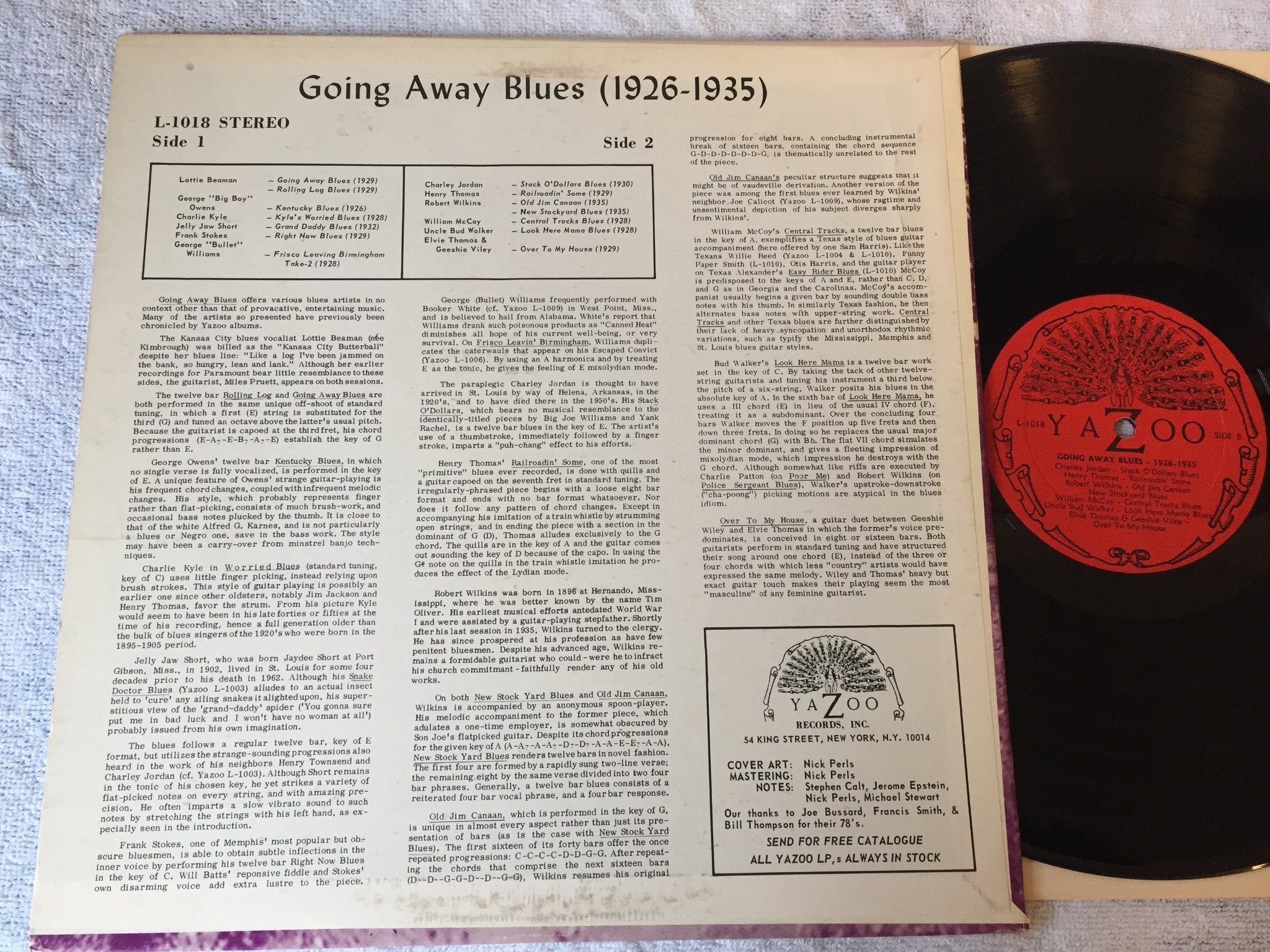 Omslagsbild för skivan V/A going away blues 1926-1935 LP US YAZOO L-1018