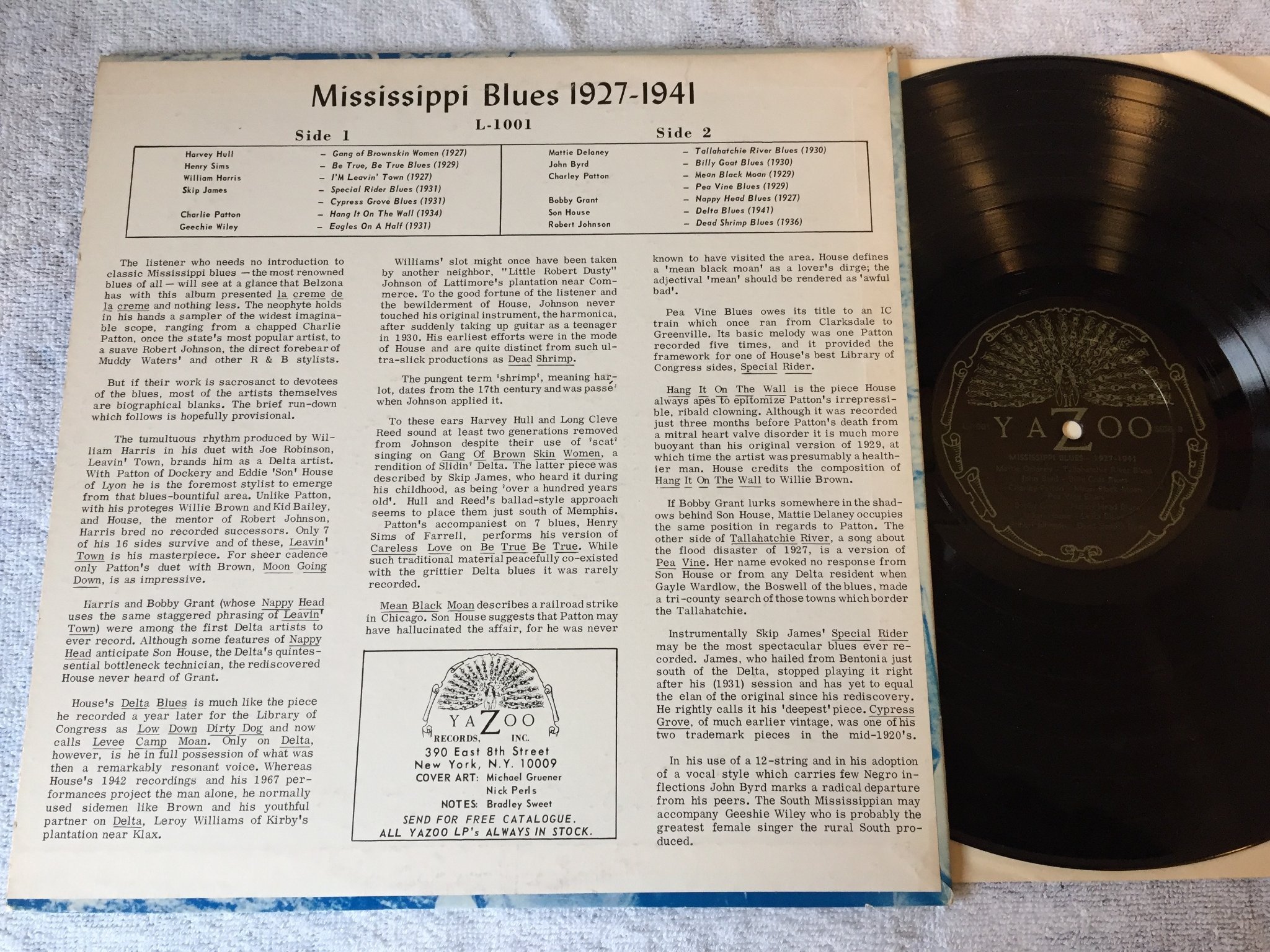 Omslagsbild för skivan V/A Mississippi blues 1927-1941 LP -68 US YAZOO L 1001 rare !