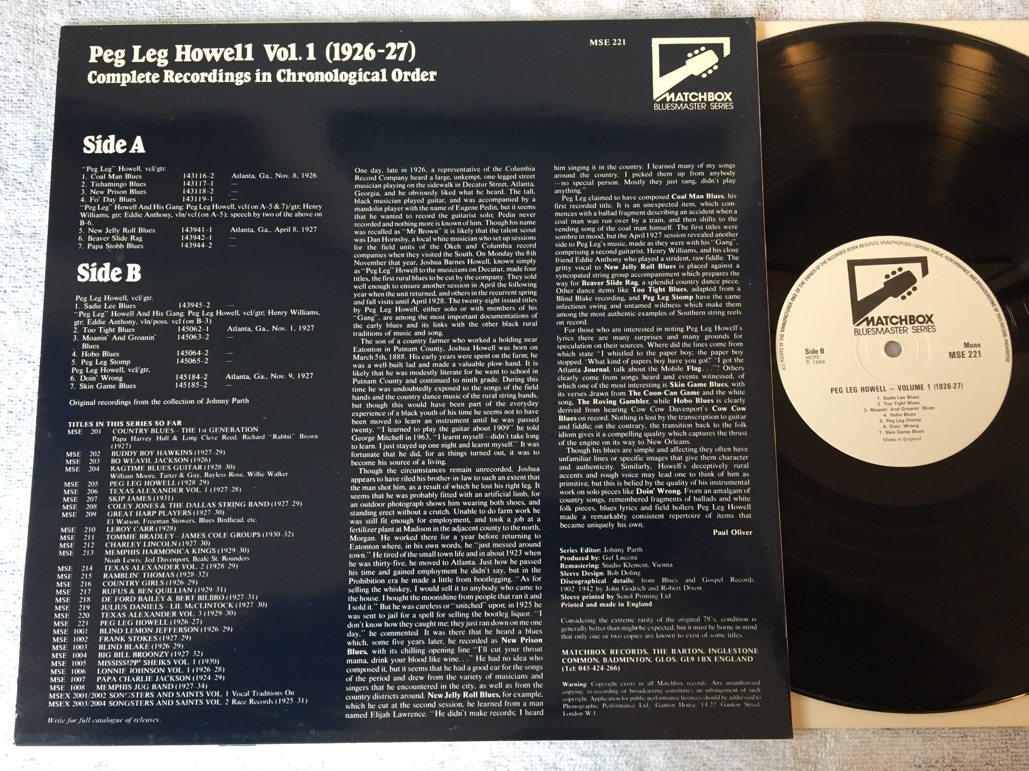 Omslagsbild för skivan PEG LEG HOWELL VOL 1 LP UK matchbox MSE 221