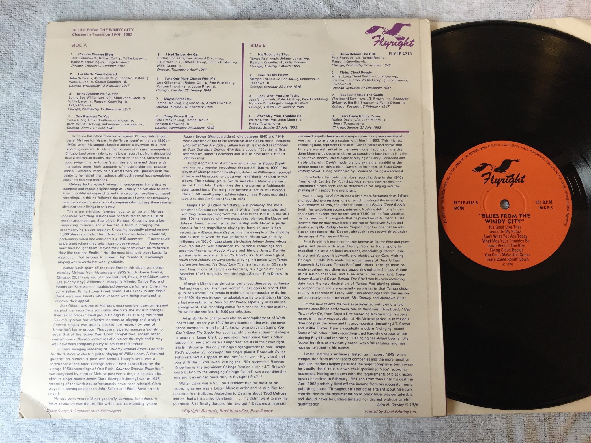 Omslagsbild för skivan V/A Blues From The Windy City LP -76 UK FLYRIGHT  FLYLP 4713