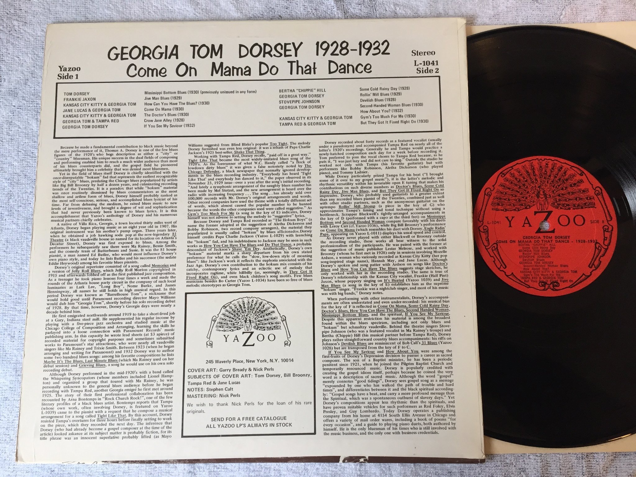 Omslagsbild för skivan GEORGIE TOM DORSEY 1928-1932: Come On Mama Do That Dance LP -74 US YAZOO L-1041