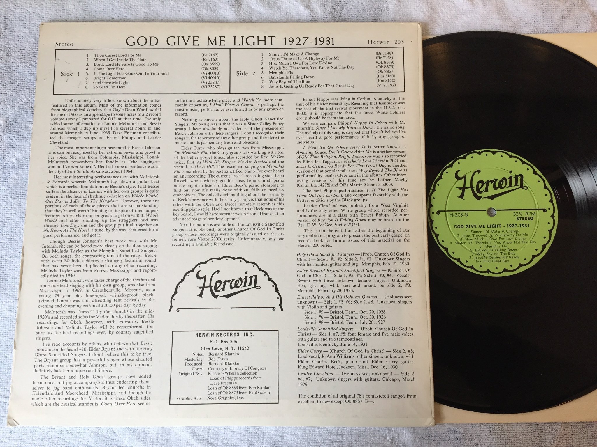 Omslagsbild för skivan V/A god give me light 1927-1931 LP US Herwin 203