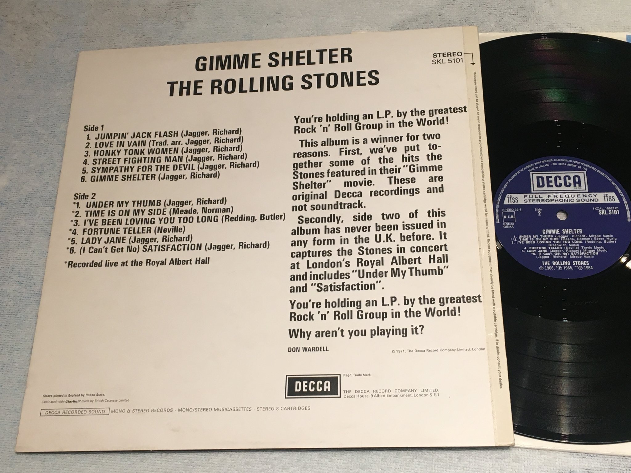 Omslagsbild för skivan THE ROLLING STONES gimmie shelter LP -71 UK DECCA SKL 5101