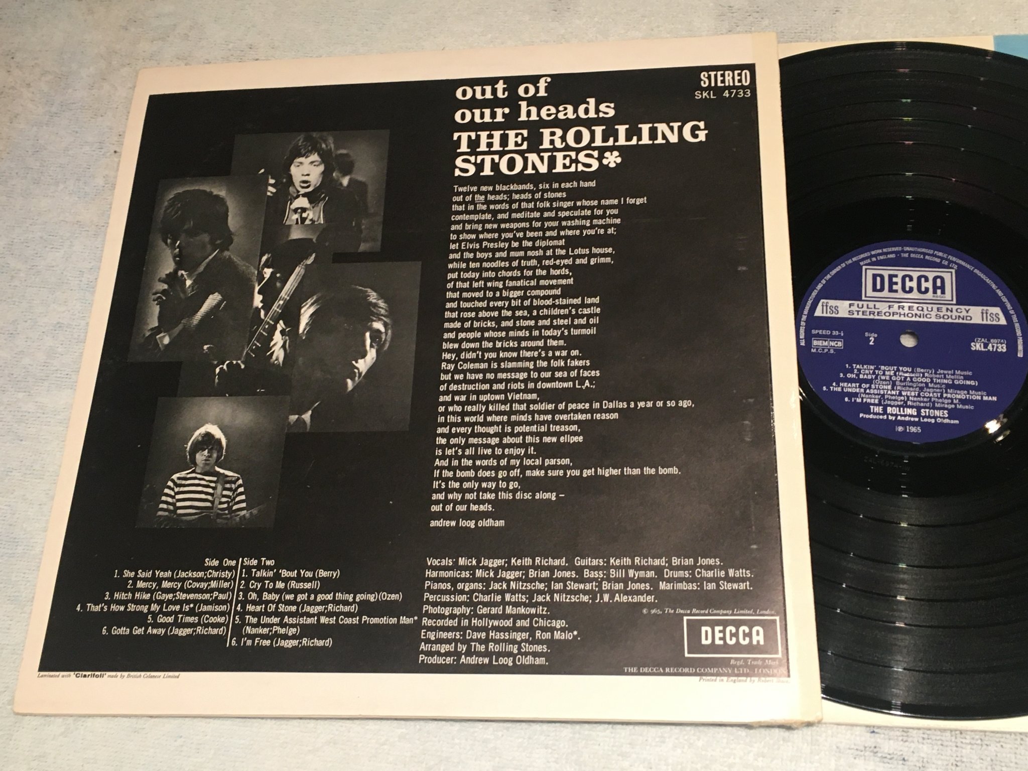 Omslagsbild för skivan THE ROLLING STONES out of our heads LP   UK DECCA SKL 4733