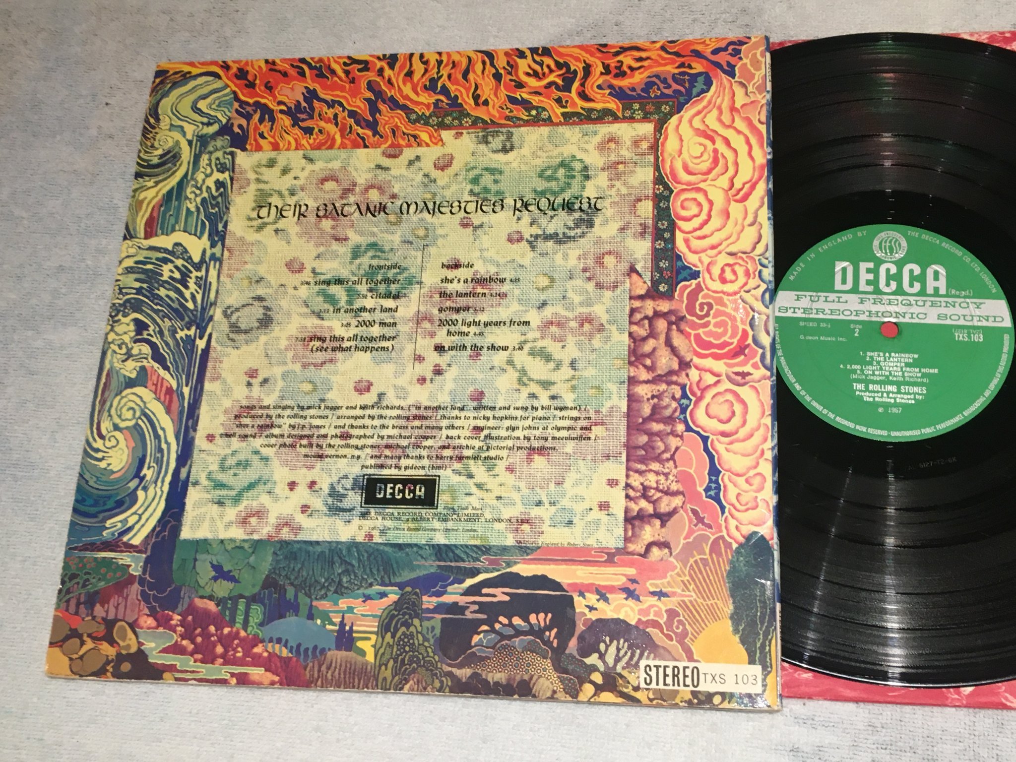 Omslagsbild för skivan THE ROLLING STONES Their Satanic… LP  -67 UK DECCA TXS 103 Lenticular cover