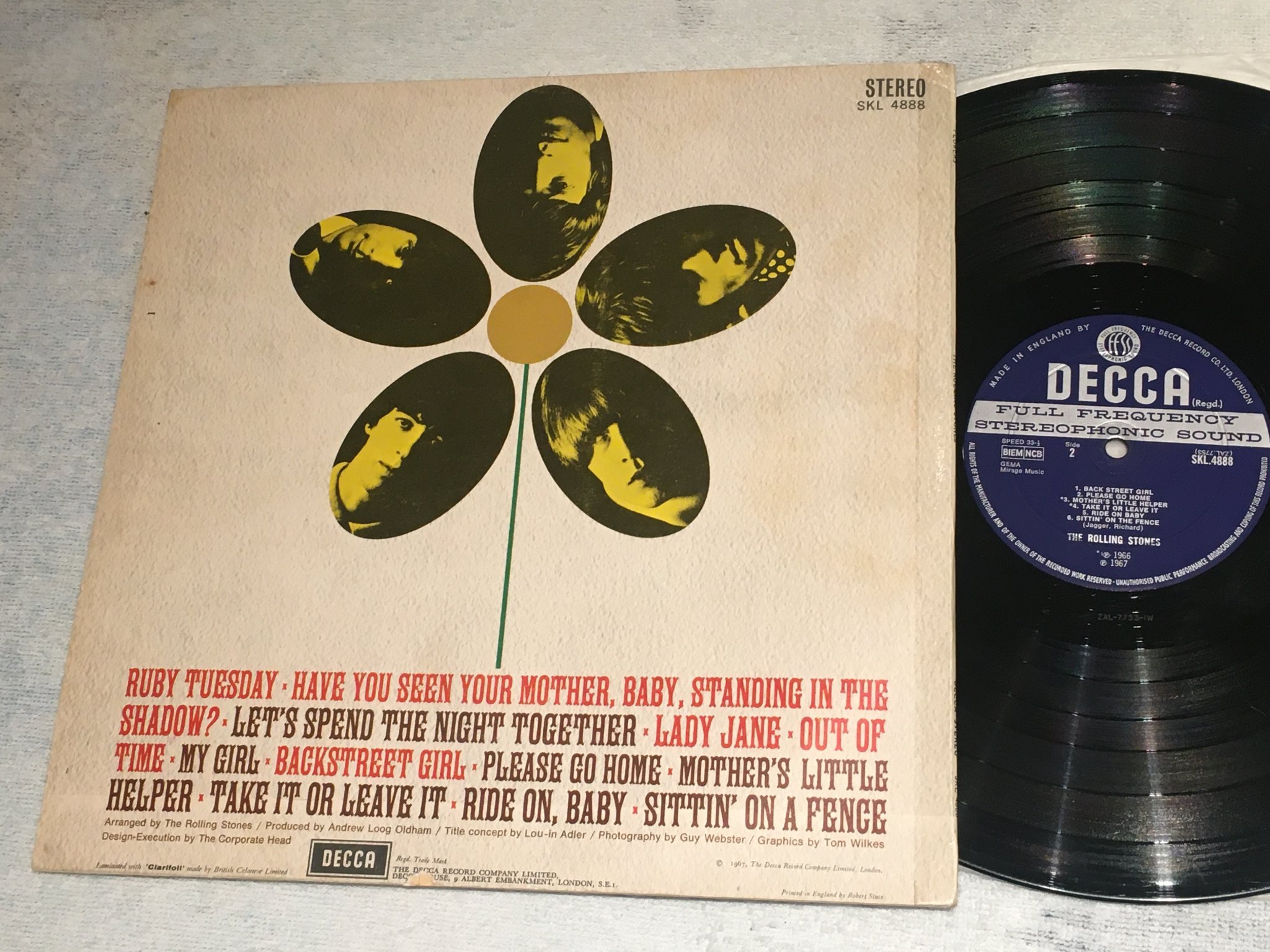 Omslagsbild för skivan THE ROLLING STONES flowers LP  -67 UK DECCA SKL 4888