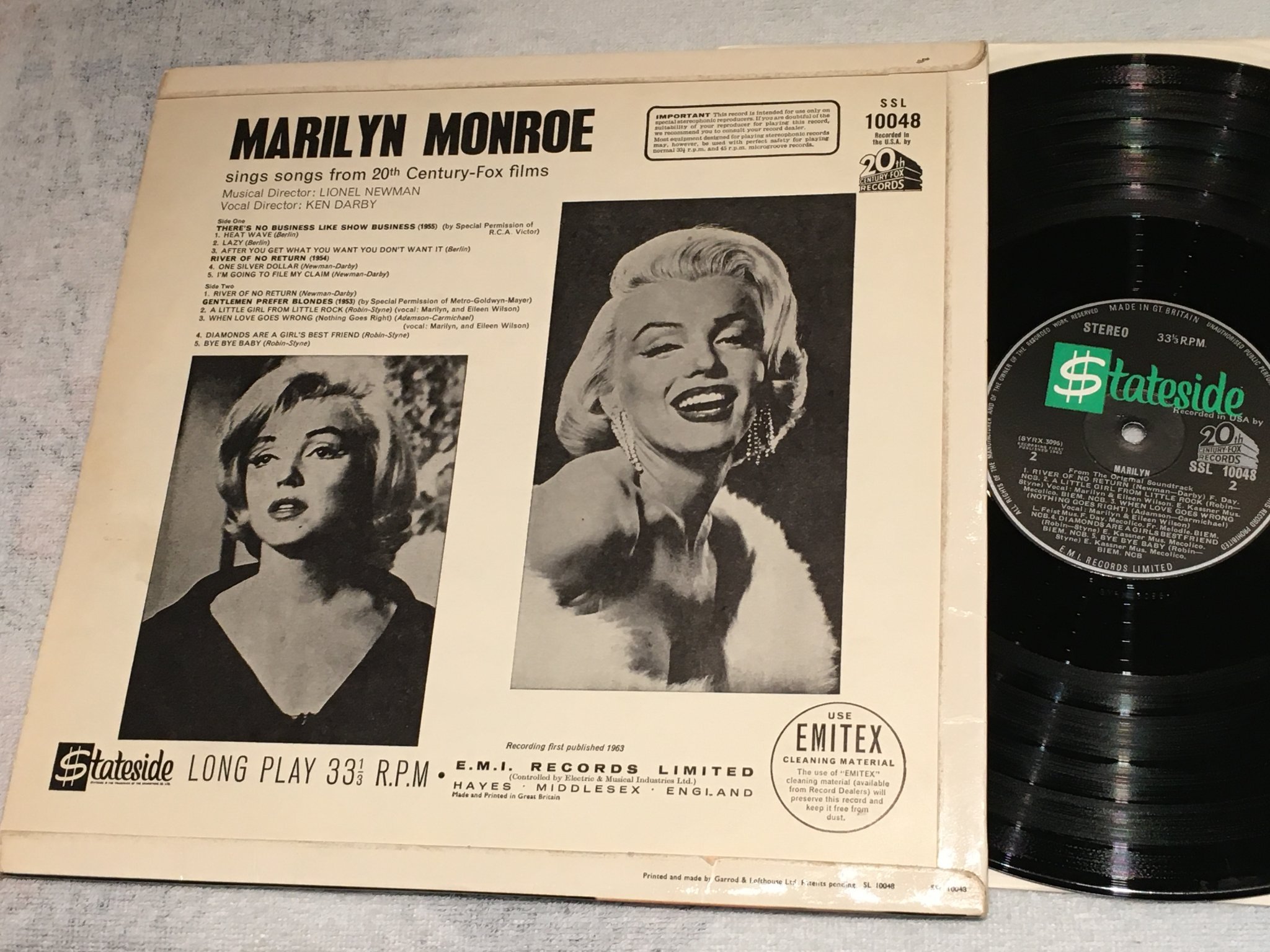 Omslagsbild för skivan MARILYN MONROE Marilyn LP -63 UK STATESIDE SSL 10048 super rare stereo issue ! !