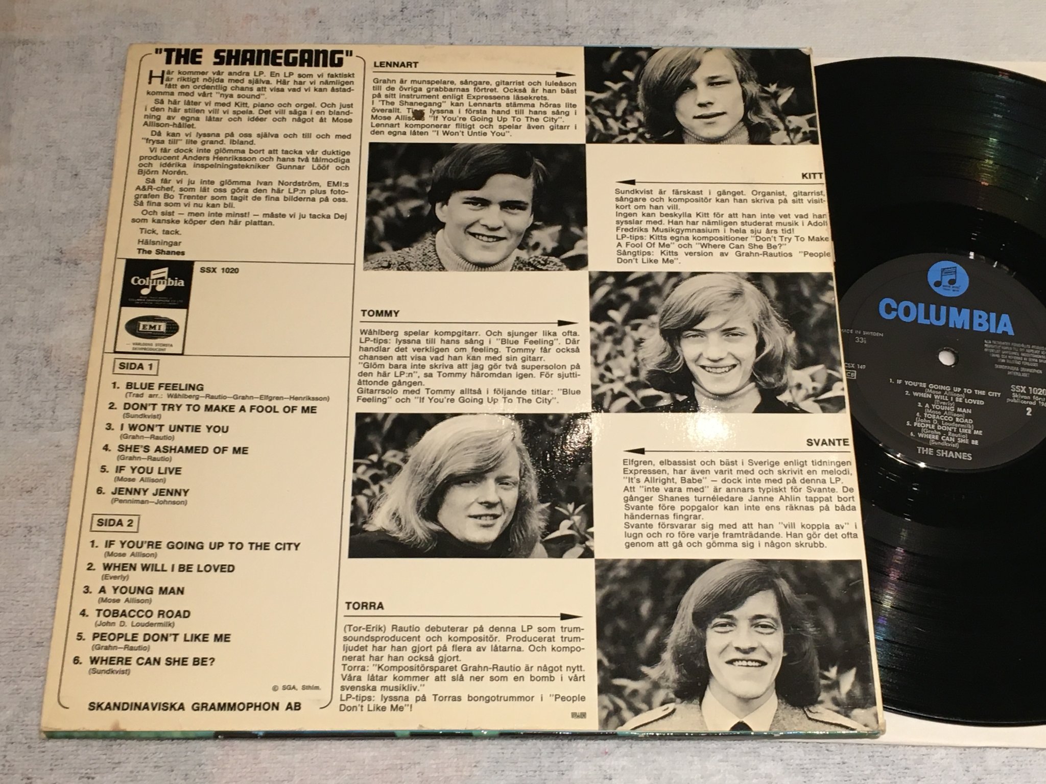 Omslagsbild för skivan THE SHANES the shanegang LP -65 Sweden COLUMBIA SSX 1020