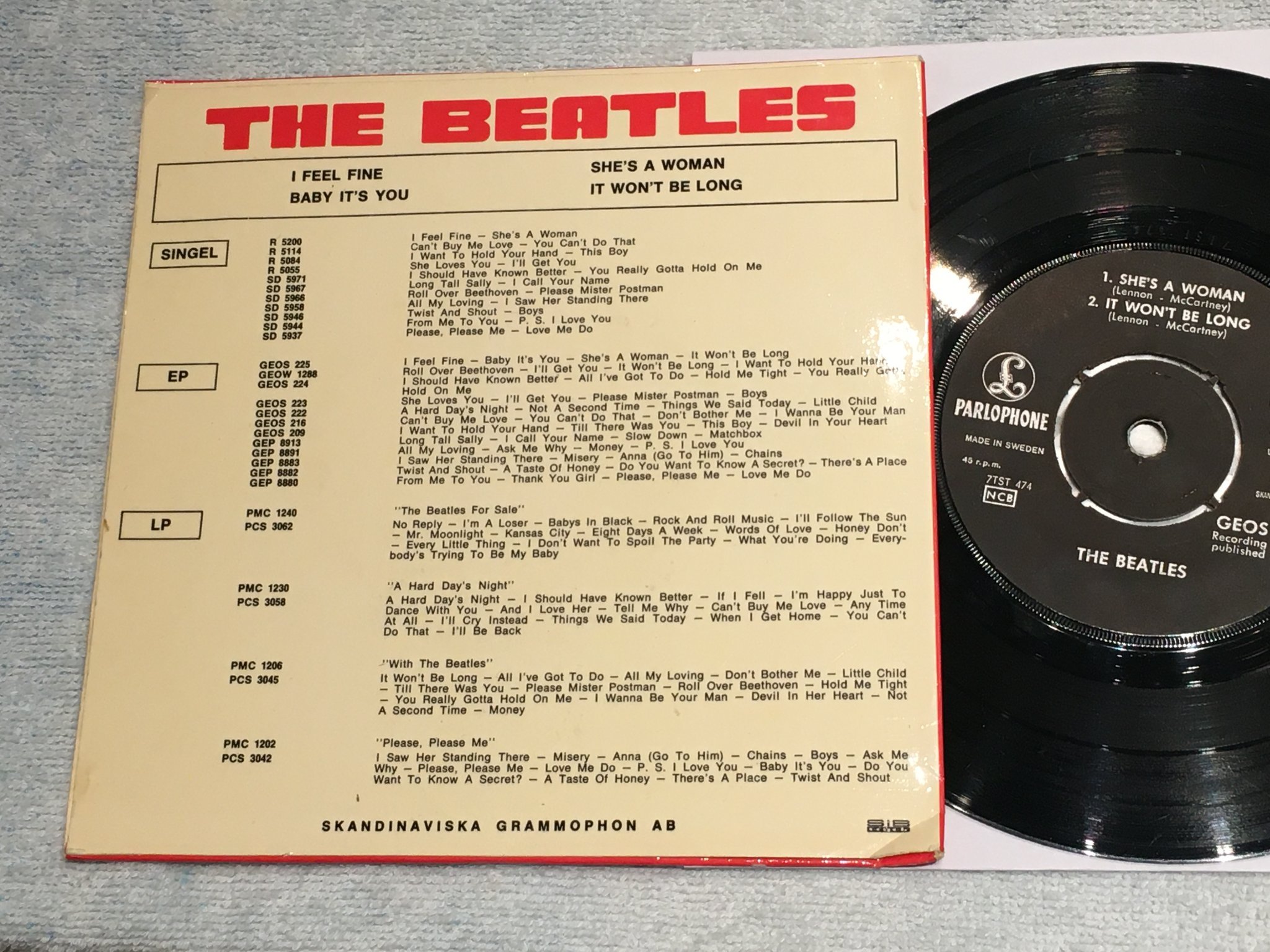 Omslagsbild för skivan THE BEATLES I feel fine 7”ep PARLOPHONE GEOS 225