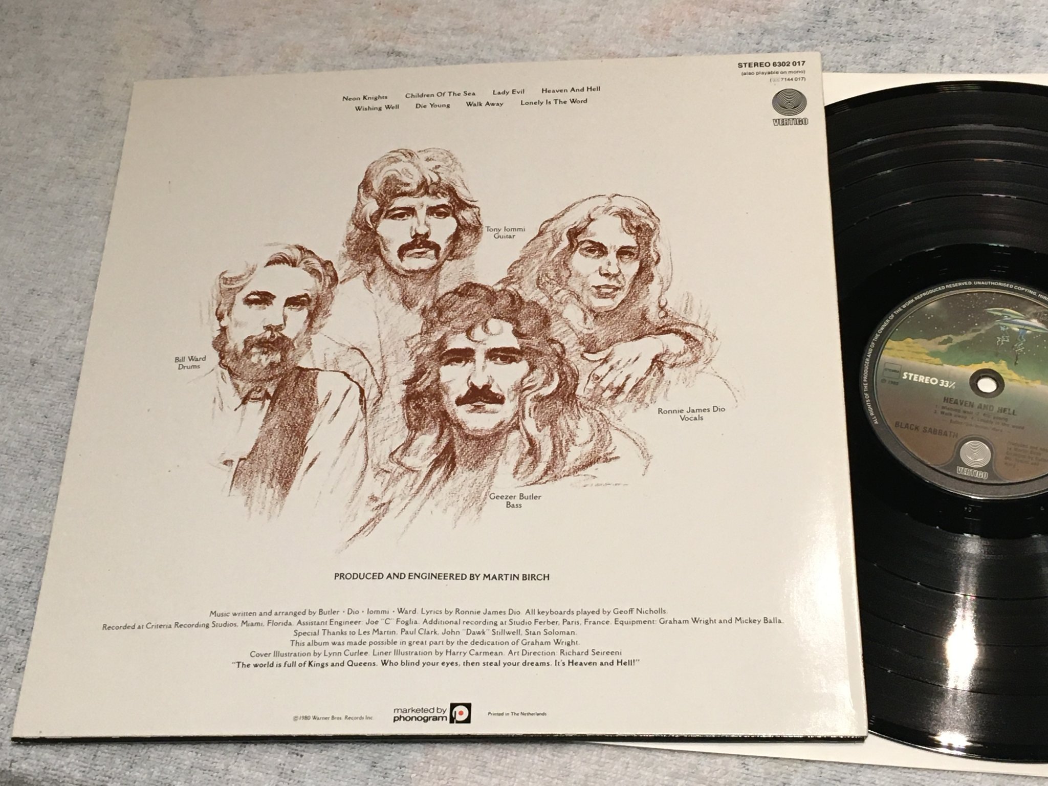 Omslagsbild för skivan BLACK SABBATH heaven and hell LP -80 VERTIGO 6302017