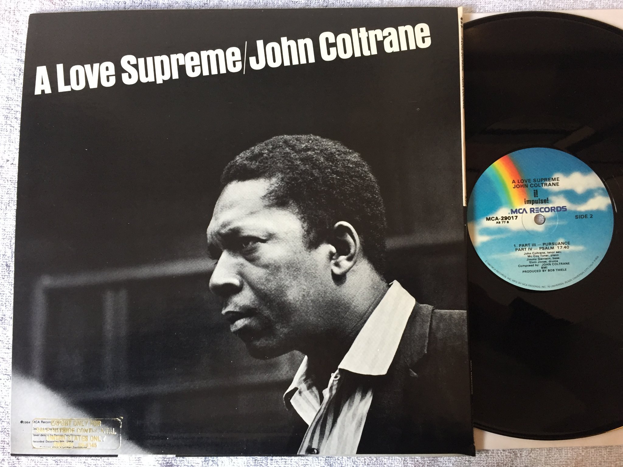 Omslagsbild för skivan JOHN COLTRANE a love supreme  LP MCA IMPULSE 29017
