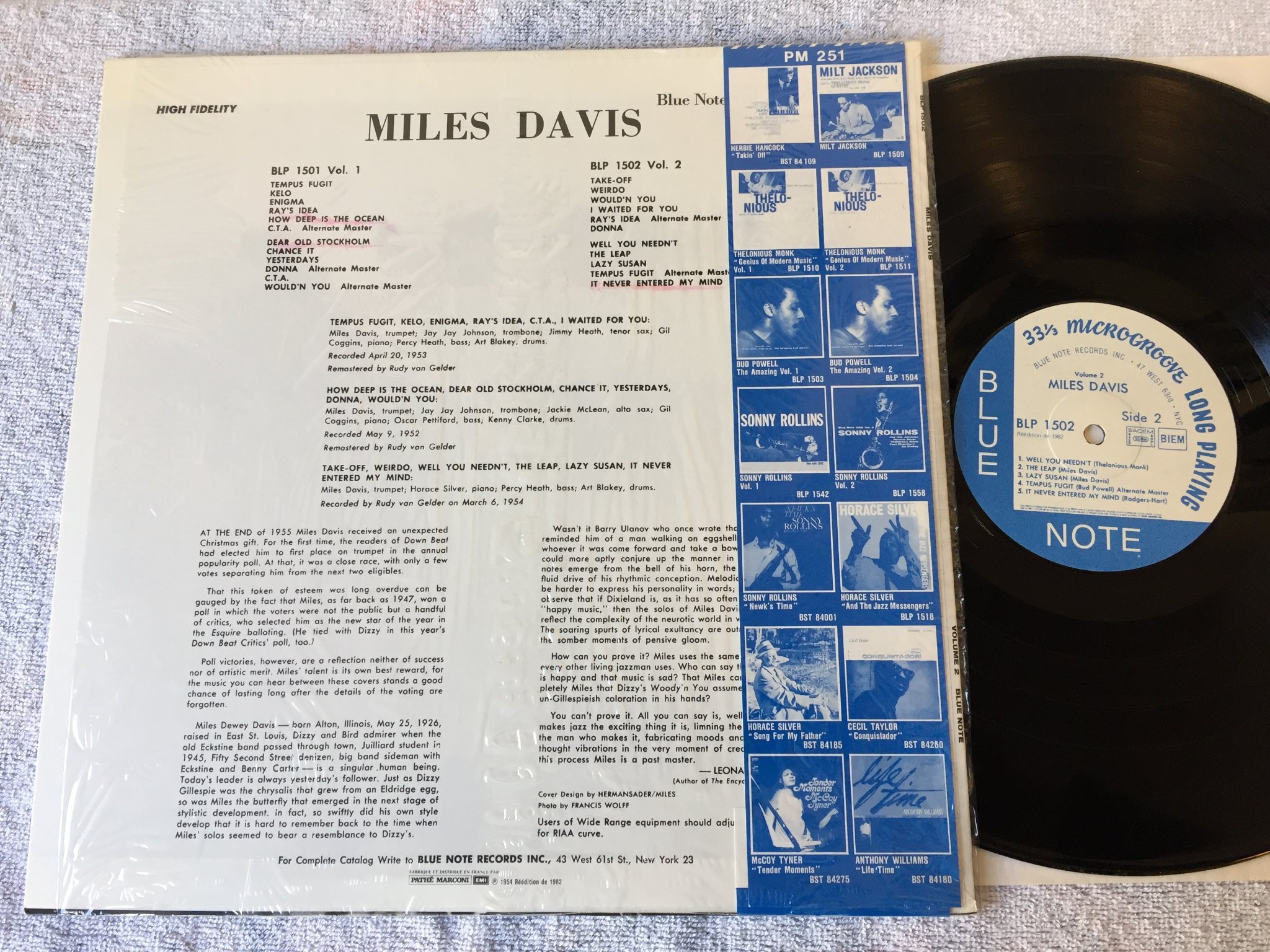 Omslagsbild för skivan MILES DAVIS vol 2  LP -56/82 Fra  BLUE NOTE BLP 1502 