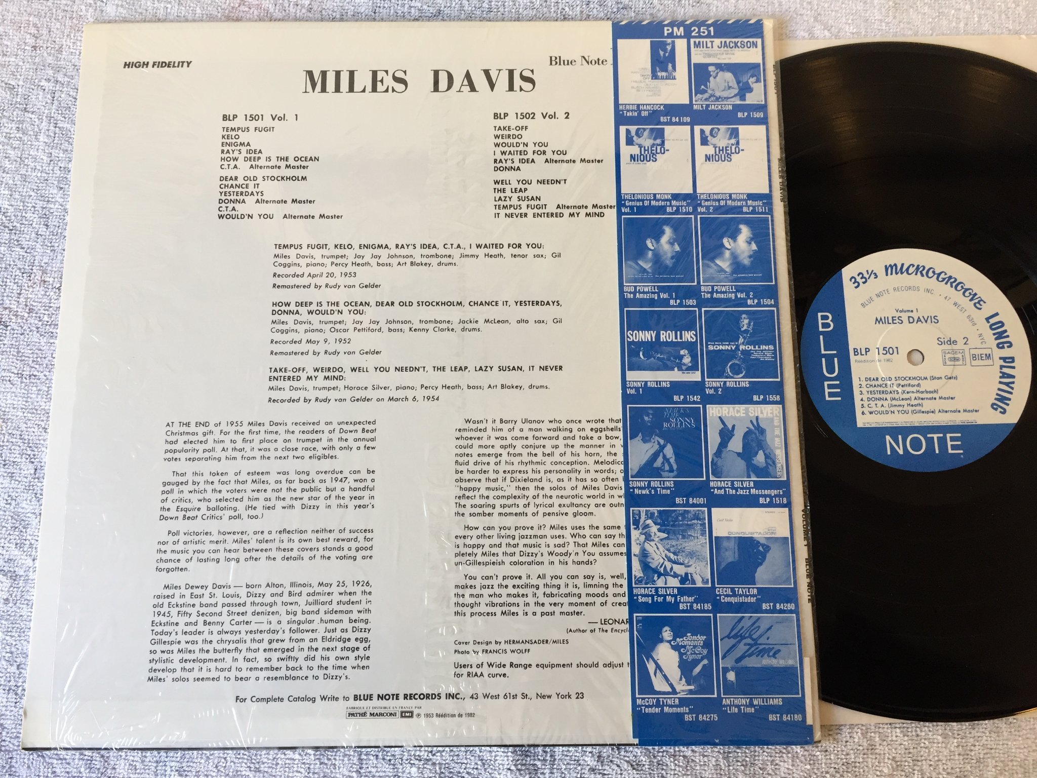 Omslagsbild för skivan MILES DAVIS vol 1 LP -55/82 Fra  BLUE NOTE BLP 1501