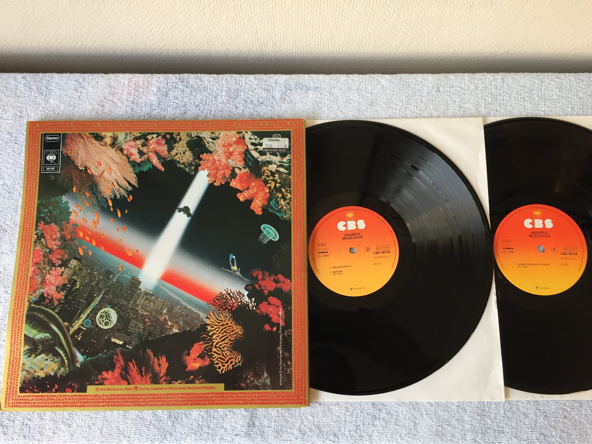 Omslagsbild för skivan Miles Davis agharta 2xLP -75 Hol CBS 88159