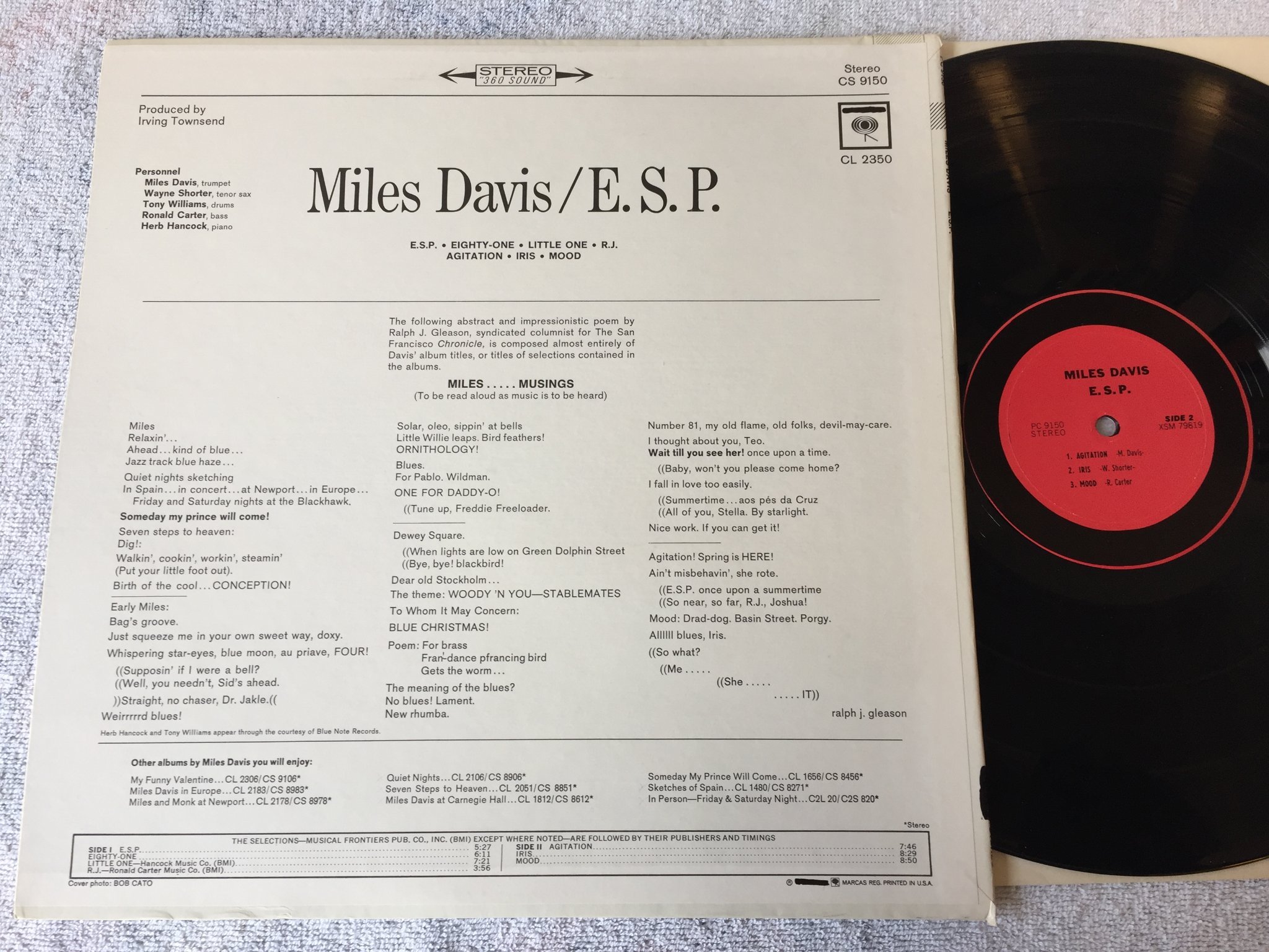 Omslagsbild för skivan Miles Davis E.S.P.  LP  US COLUMBIA (crossed out) PC 9150