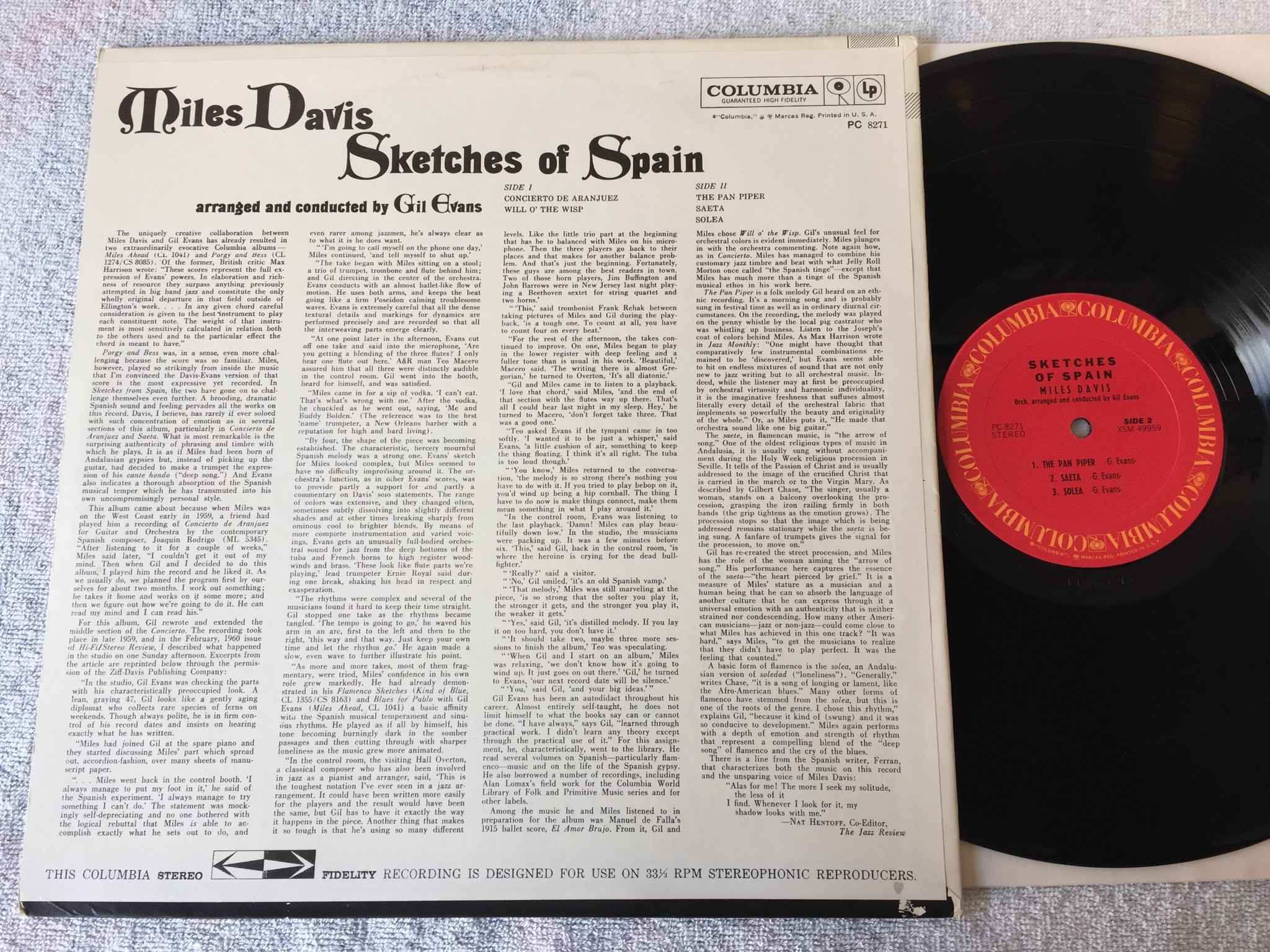 Omslagsbild för skivan Miles Davis - sketches in Spain LP  US COLUMBIA PC 8271