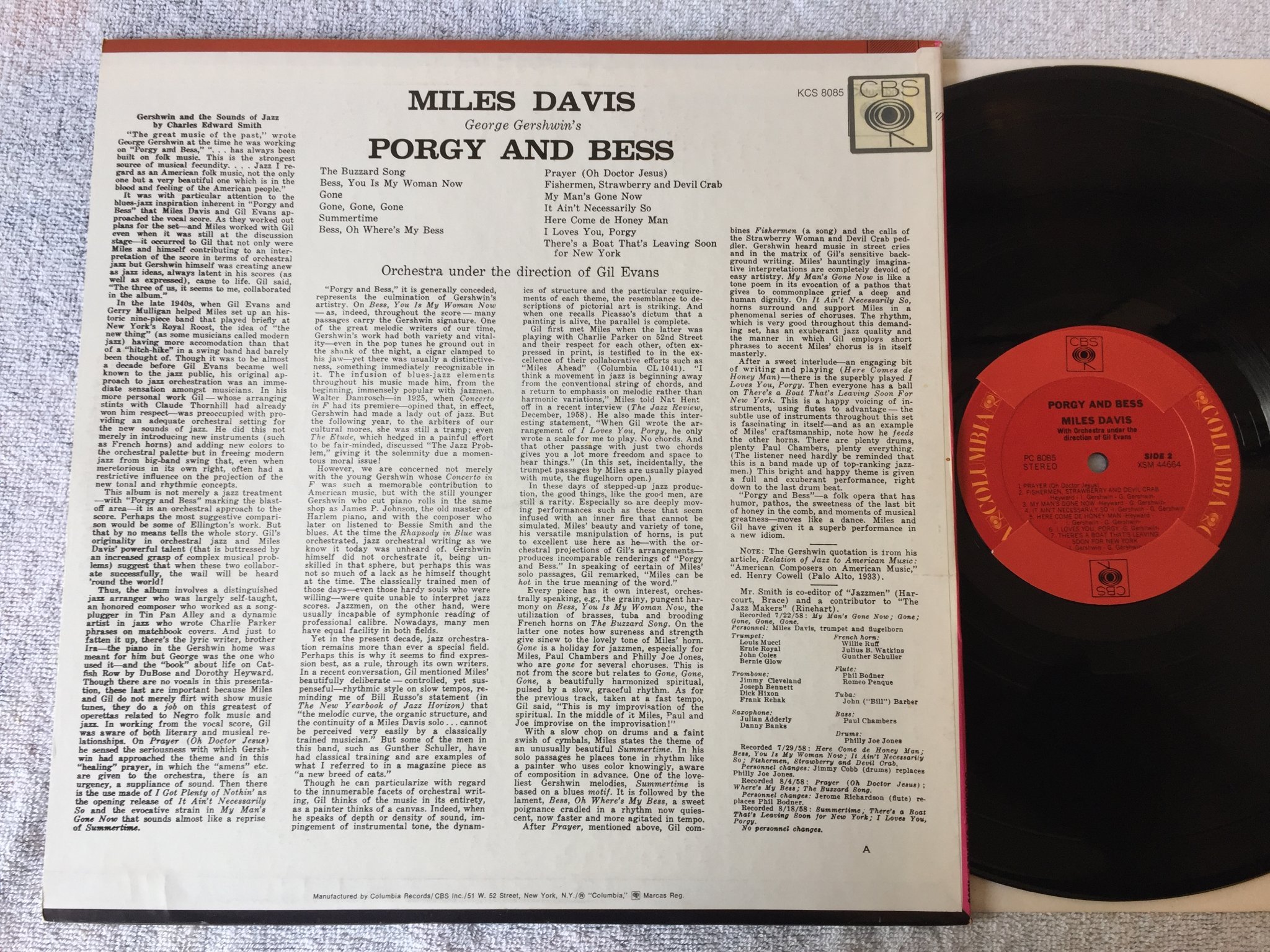 Omslagsbild för skivan Miles Davis - Porgy and Bess LP US COLUMBIA PC 8085