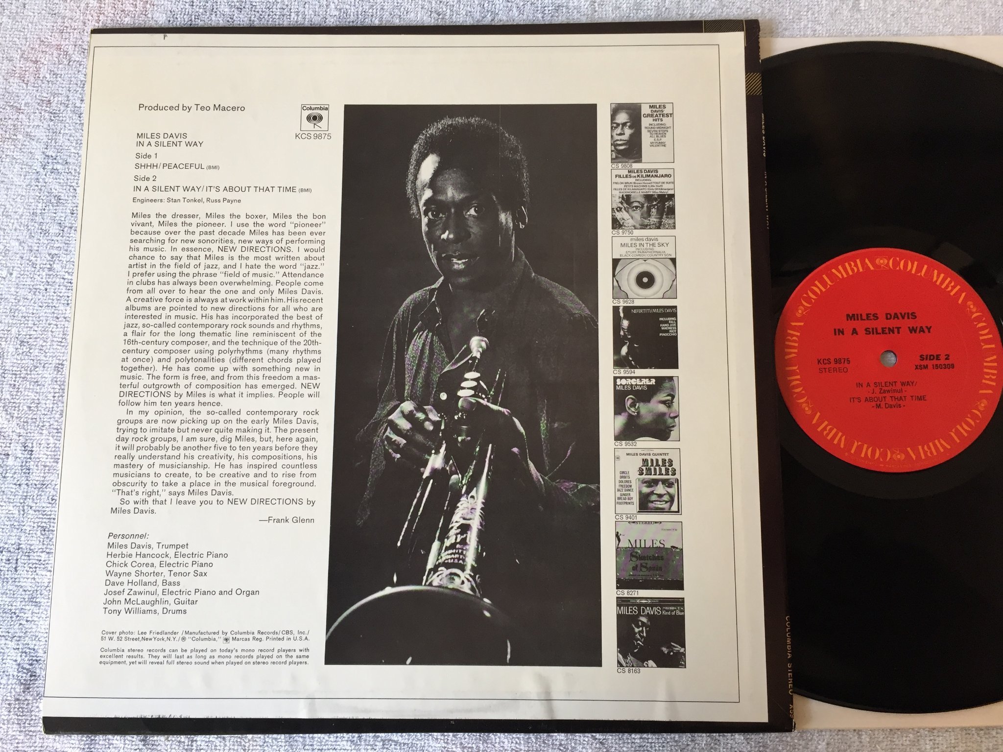Omslagsbild för skivan Miles Davis - in a silent way LP  US COLUMBIA  KCS 9875